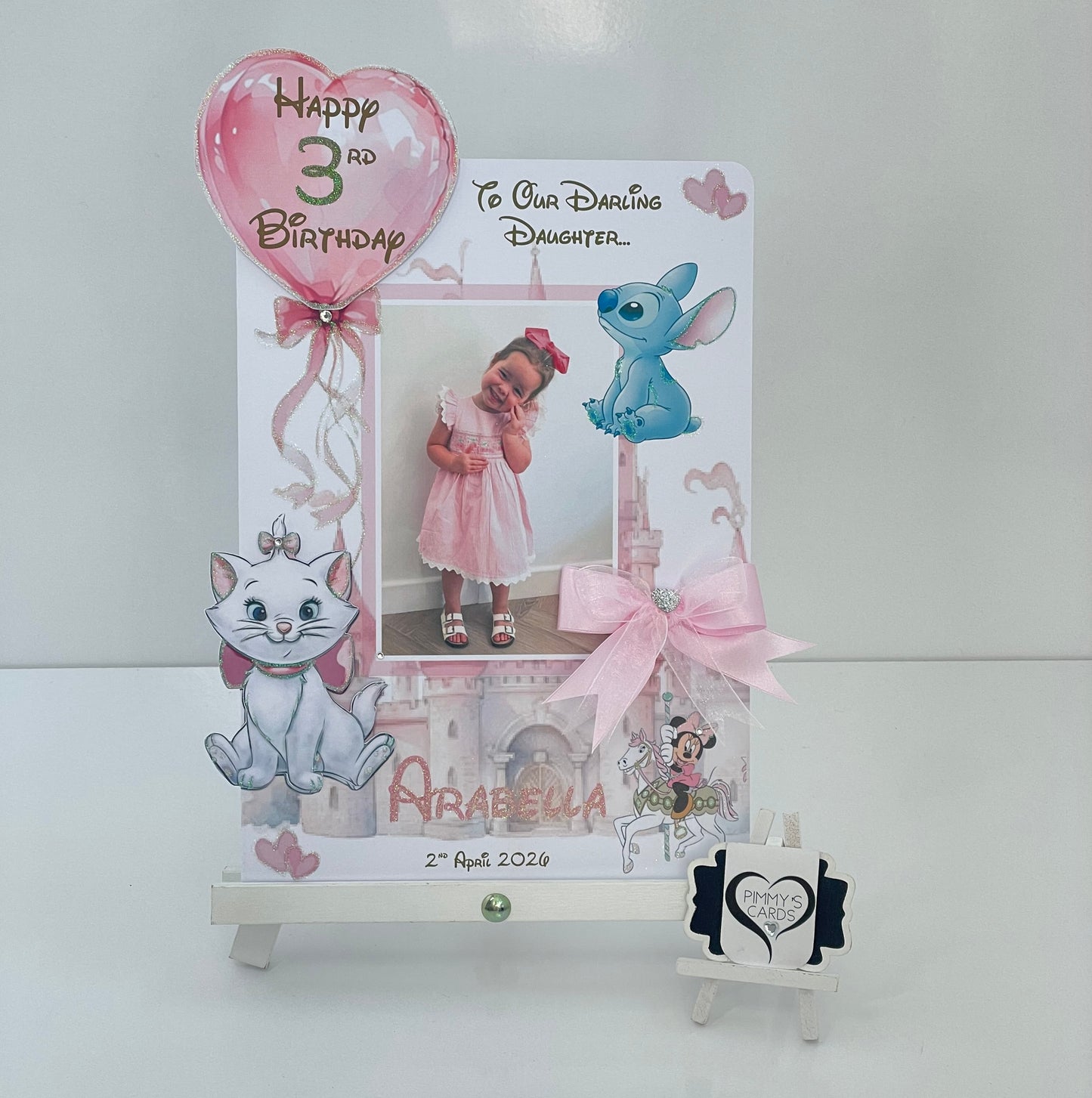 Disney Aristocats Marie, Stitch and Minnie Mouse Theme Photo 3D Pop Out Card