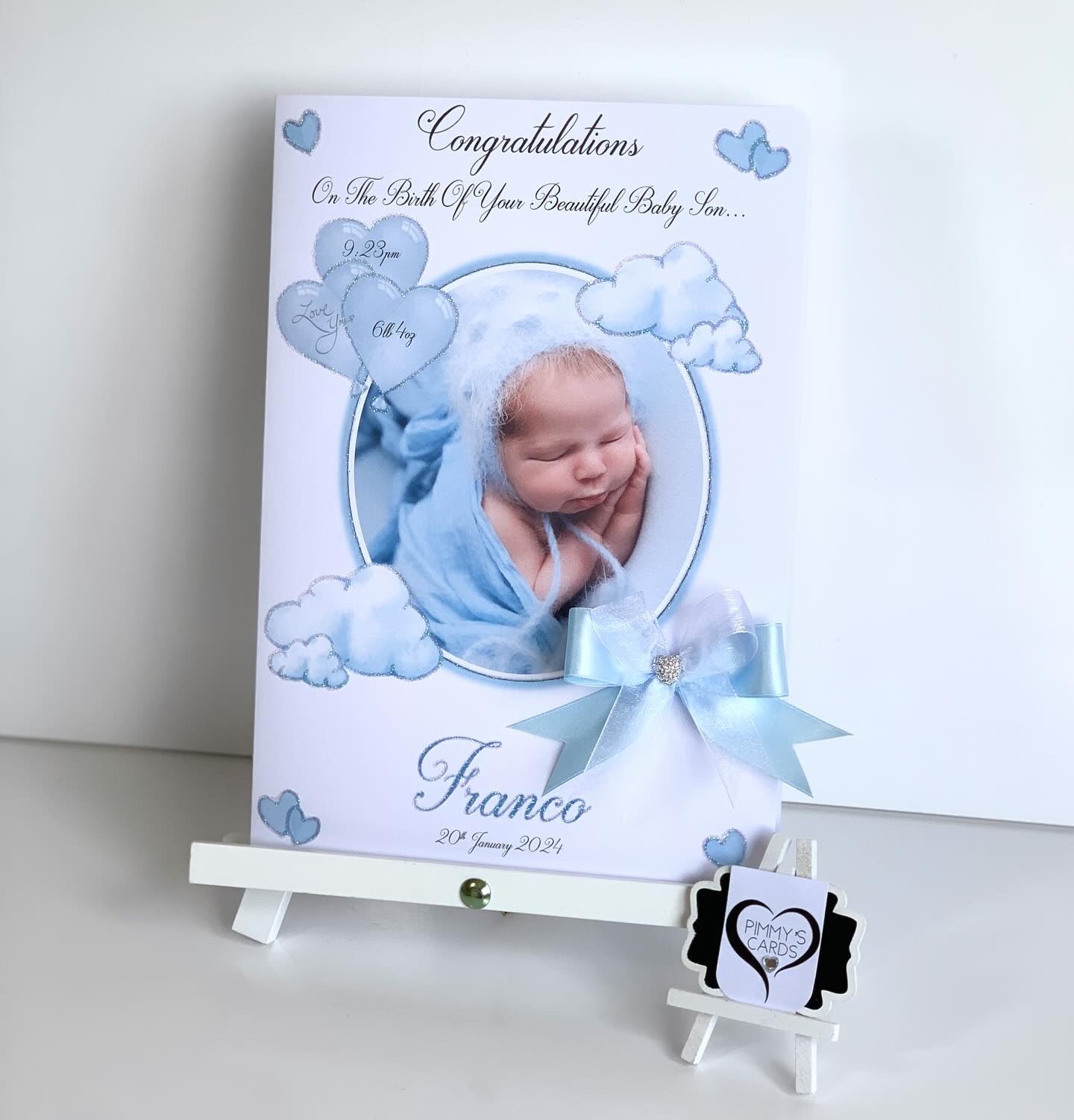 New Born Baby Boy Clouds & Hearts Theme