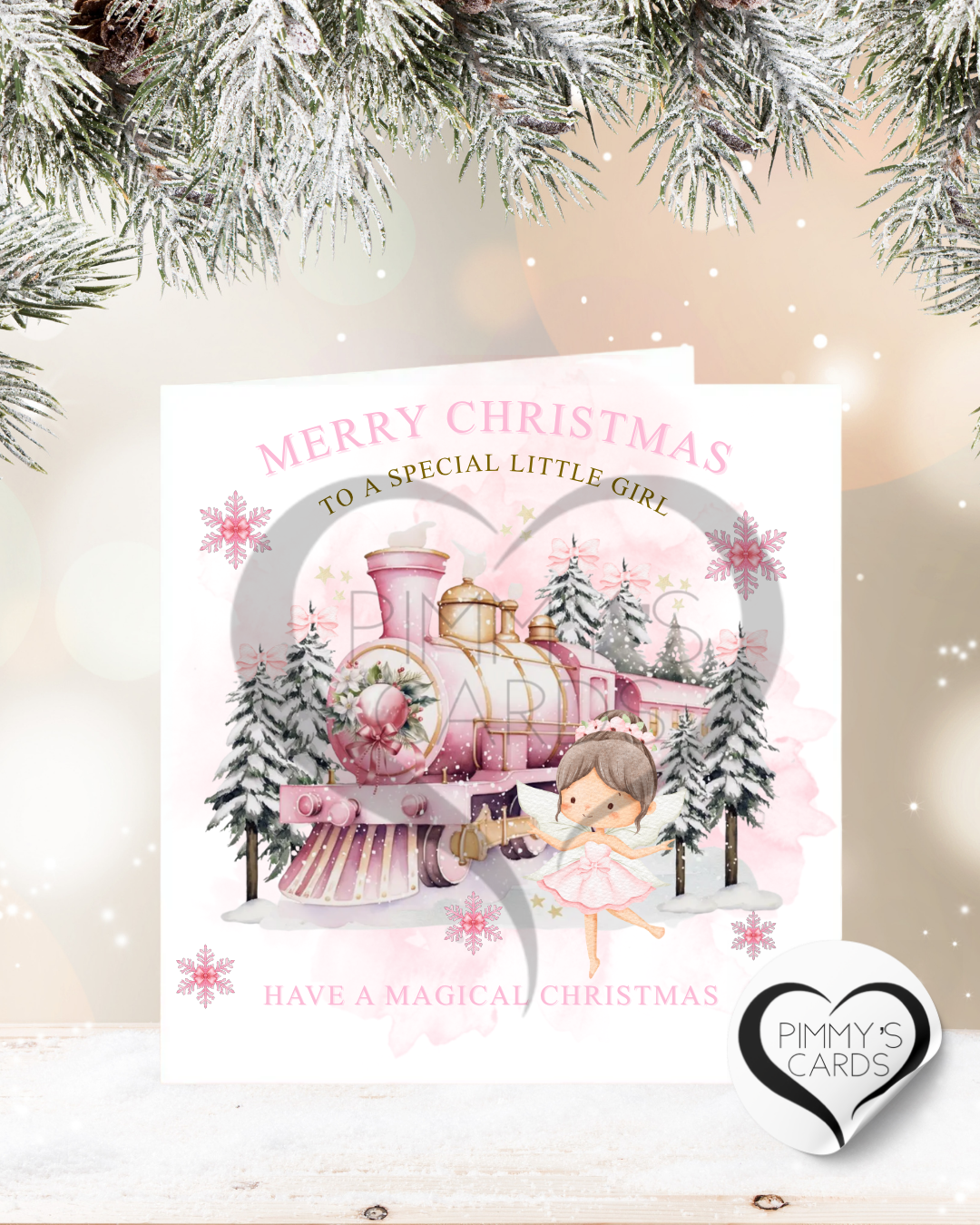 Personalised Christmas cards, handmade Christmas cards. Pink Christmas cards. Children's Christmas cards