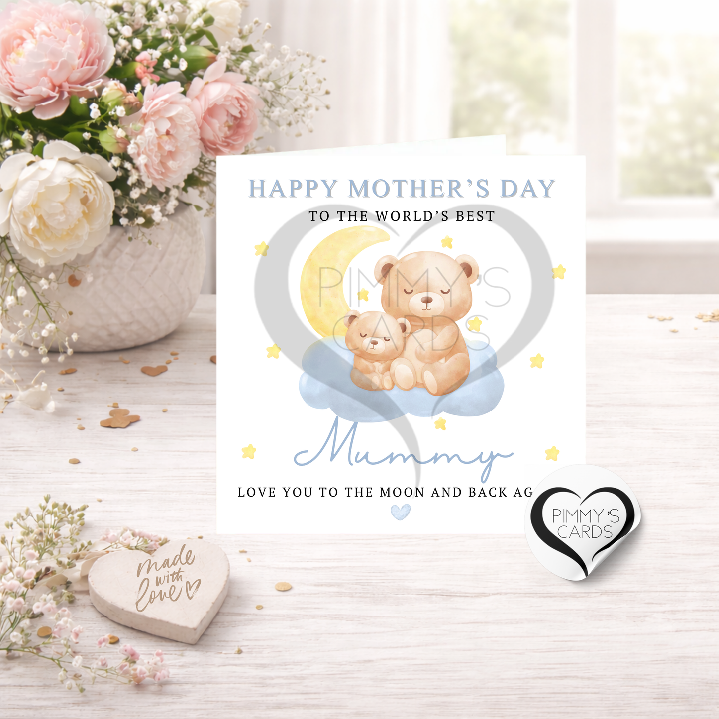 Love You To The Moon & Back Again, Bears Blue Theme - Mother's Day Classic Card