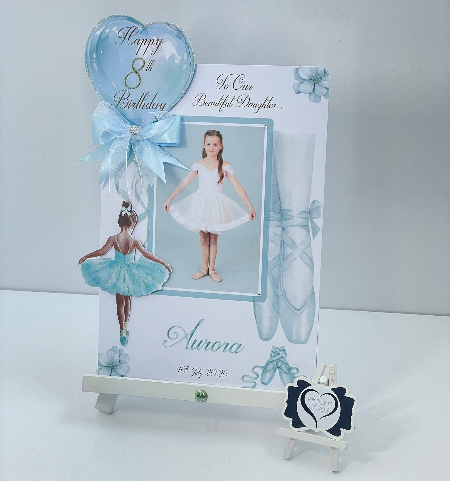 Ballerina Ballet Blue Theme Photo 3D Pop Out Card