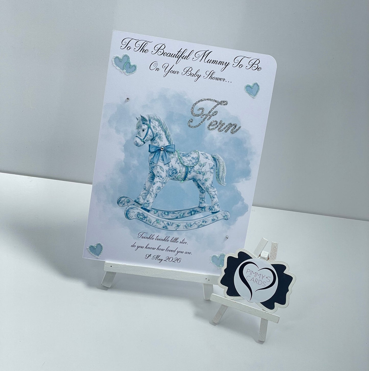 Blue Toile Rocking Horse Theme