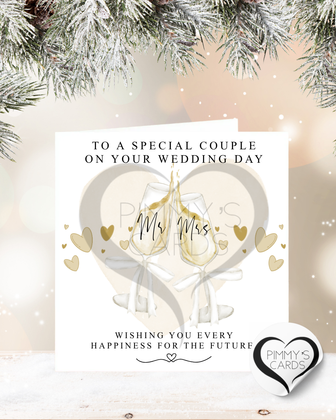 Wedding Cheers Bow Glasses-Classic Card