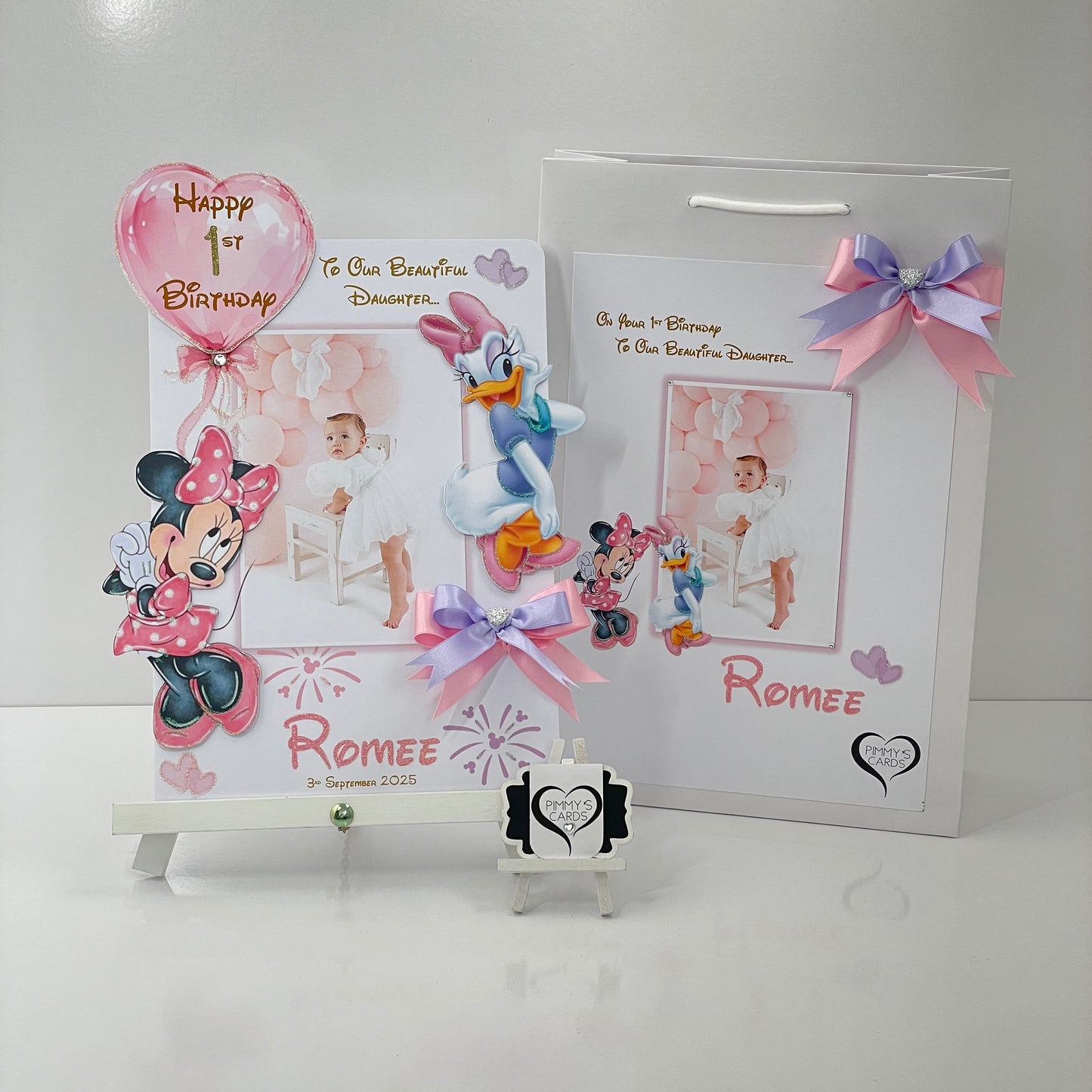 Minnie Mouse & Daisy Duck Pink & Lilac Theme Photo 3D Pop Out Card