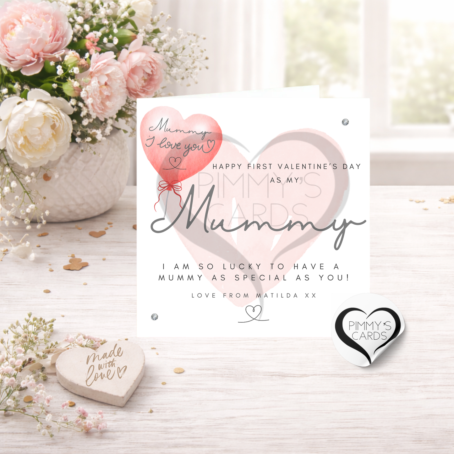 First Valentine's As My Mummy Red Heart Balloon-Valentine's Classic Card