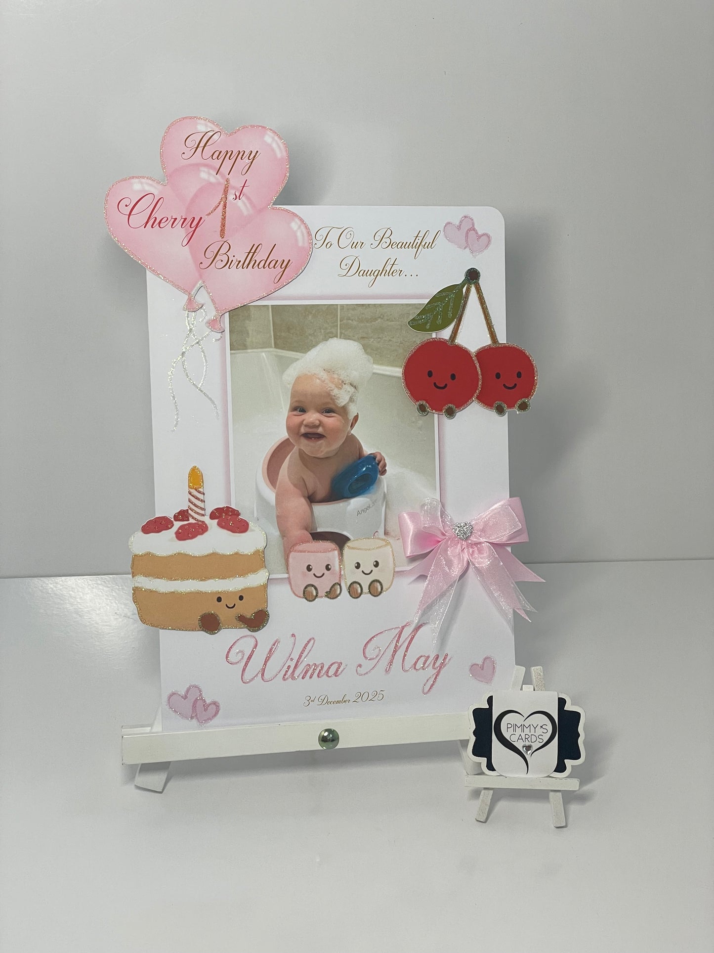 Jellycat Cherry First Birthday Theme Photo 3D Pop Out Card