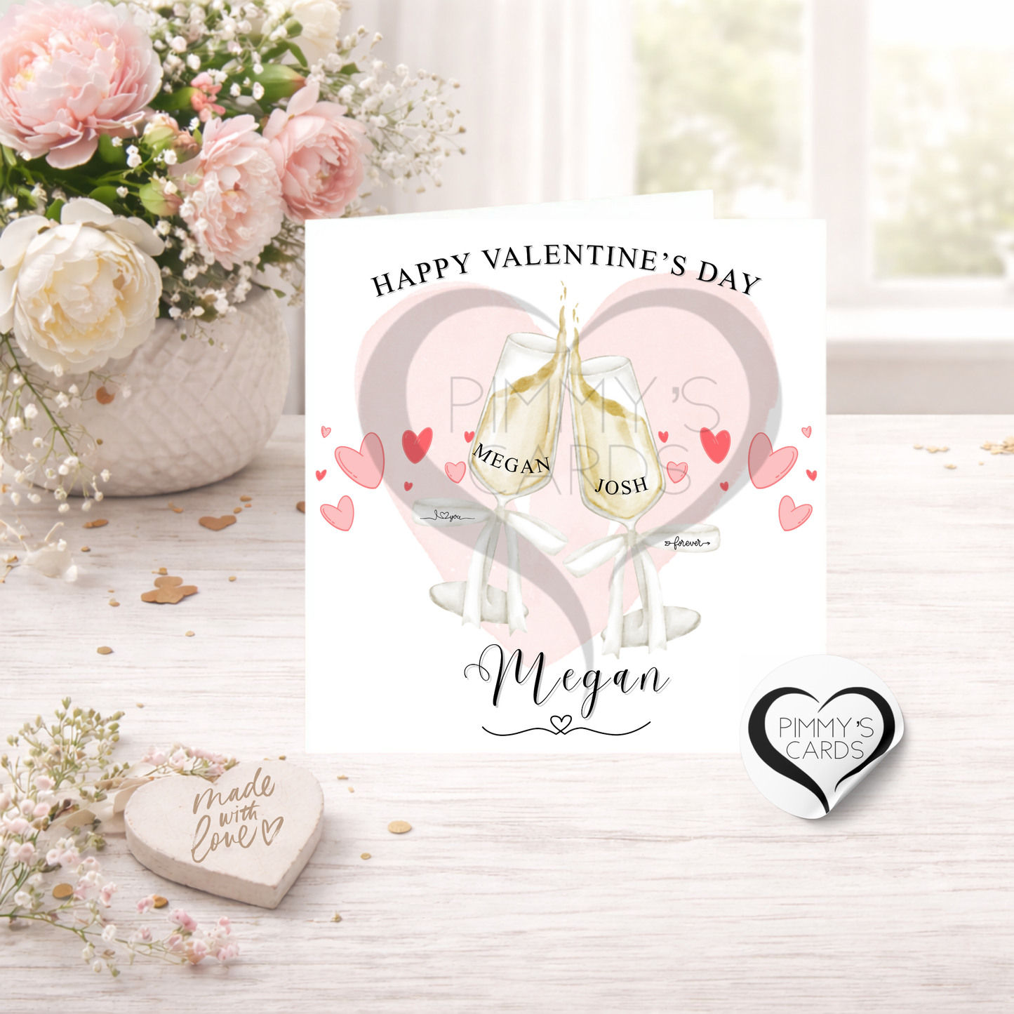 Valentine's Day Personalised Cards. Handmade cards. Valentine's Day Cards.