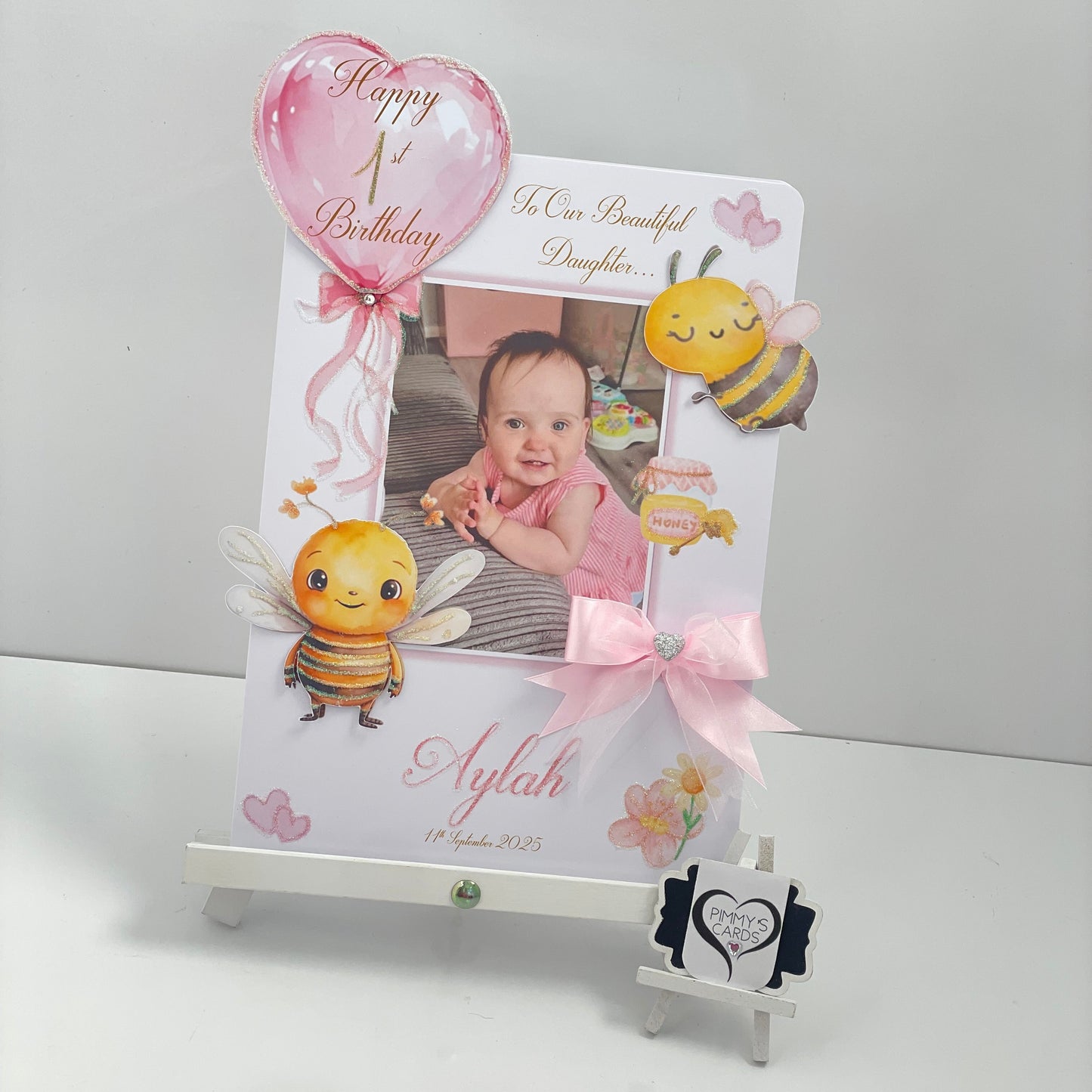 Cute Bumble Bee Theme Photo 3D Pop Out Card