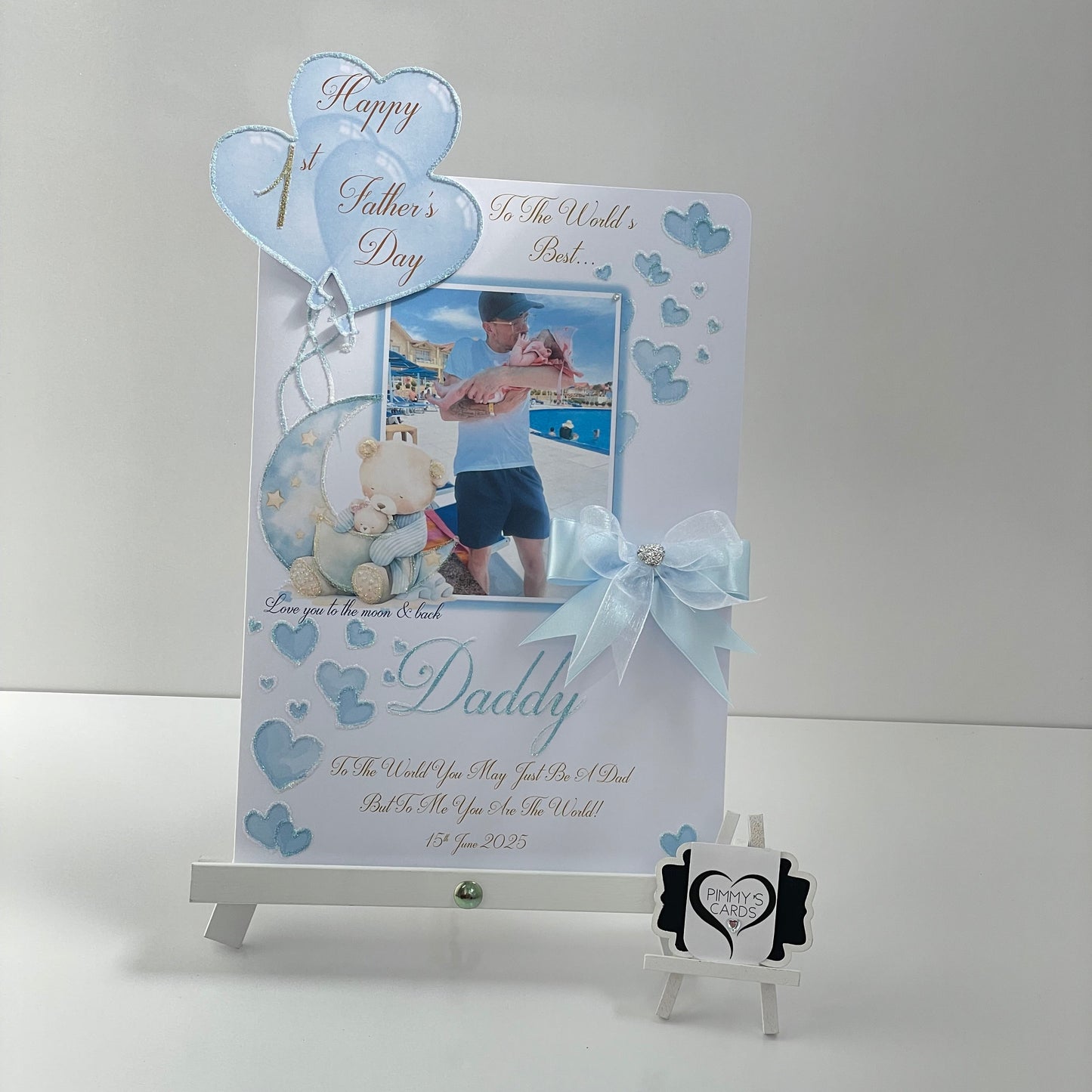 Love You To The Moon & Back Teddy Bears On The Moon Theme Photo 3D Pop Out Card- Father’s Day