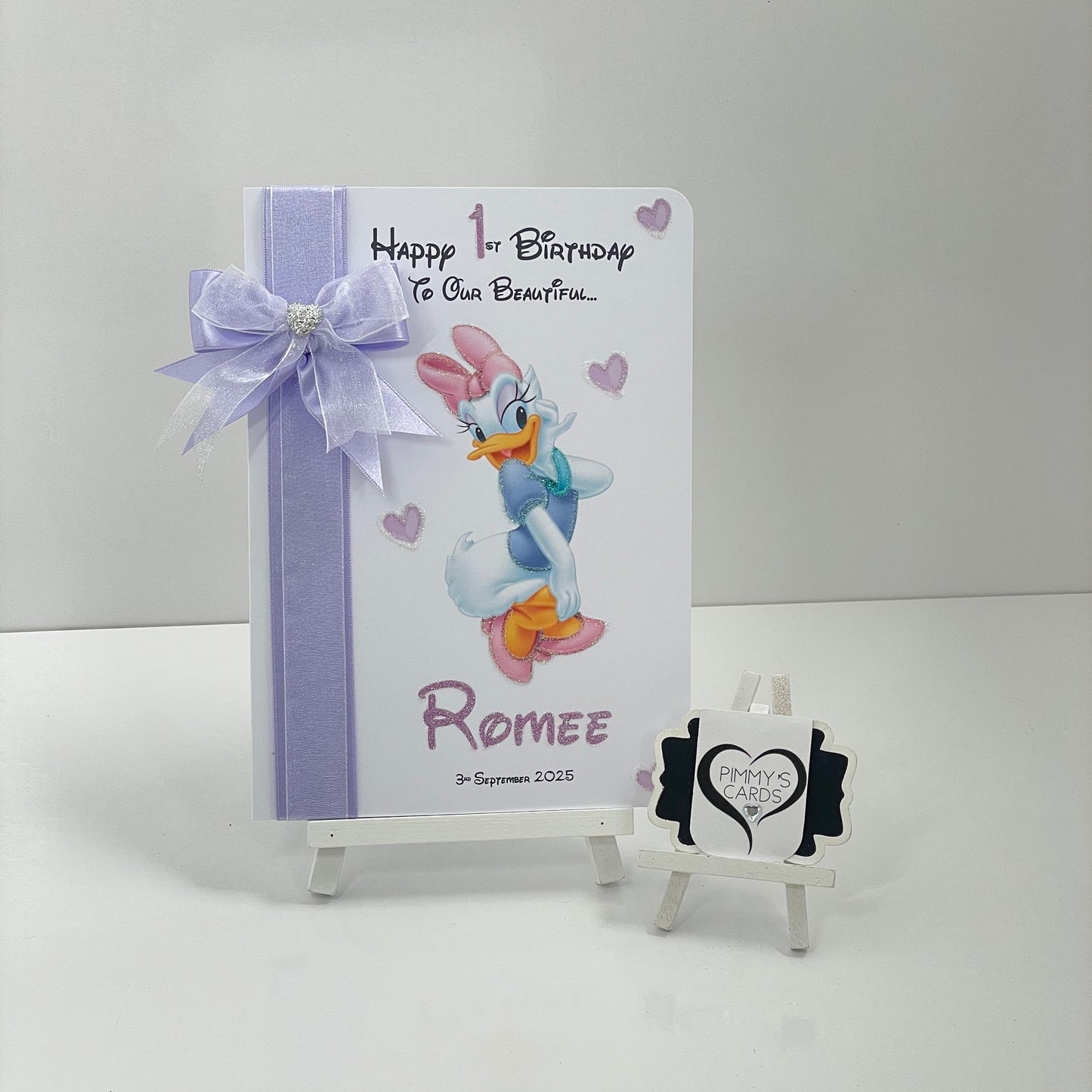 Daisy Duck Lilac Theme Card Side Ribbon Bow