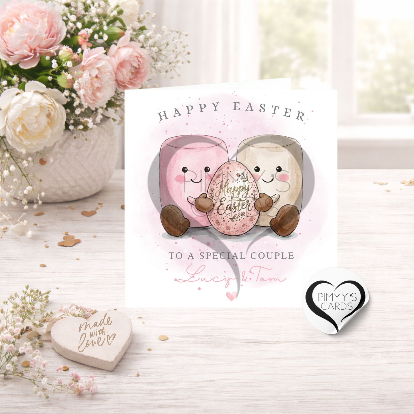 Easter Marshmallow Inspired Jellycat Holding An Easter Egg-Classic Easter Card