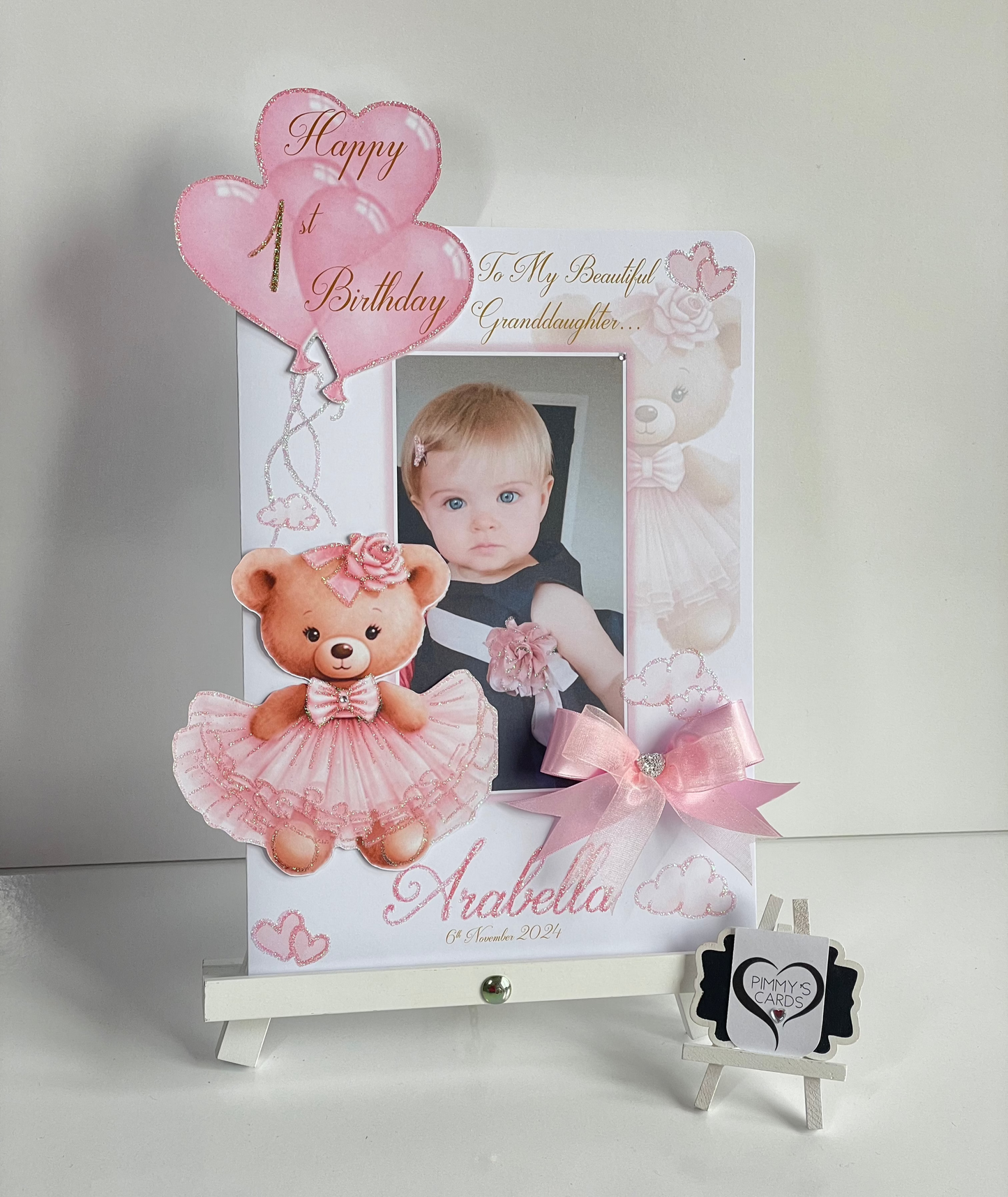 Pink Tutu Teddy Theme 3D Pop Out Card