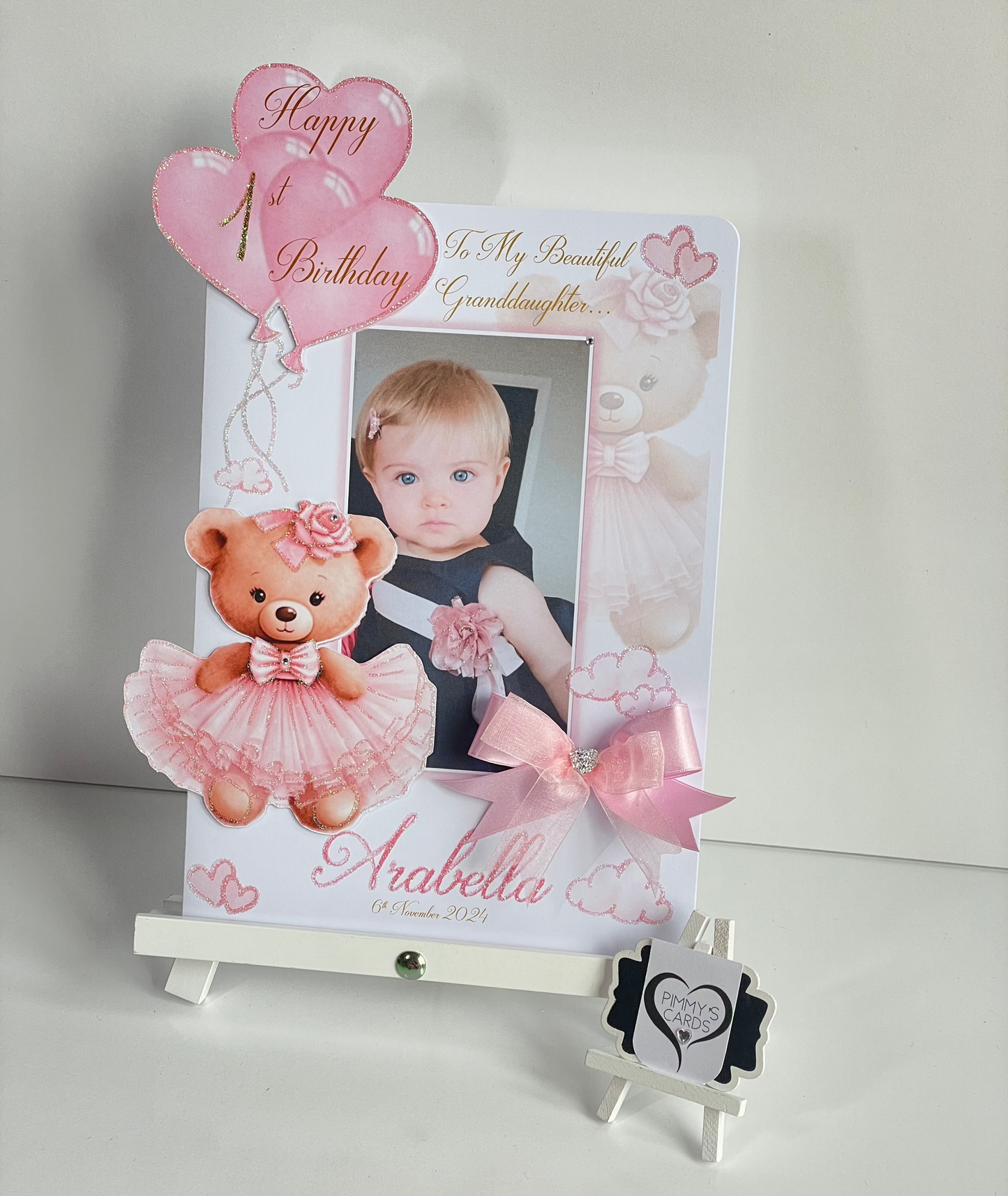 Pink Tutu Teddy Theme 3D Pop Out Card