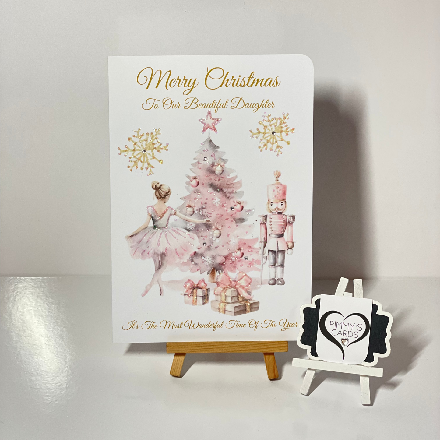 Christmas cards Pink Nutcracker Christmas tree design