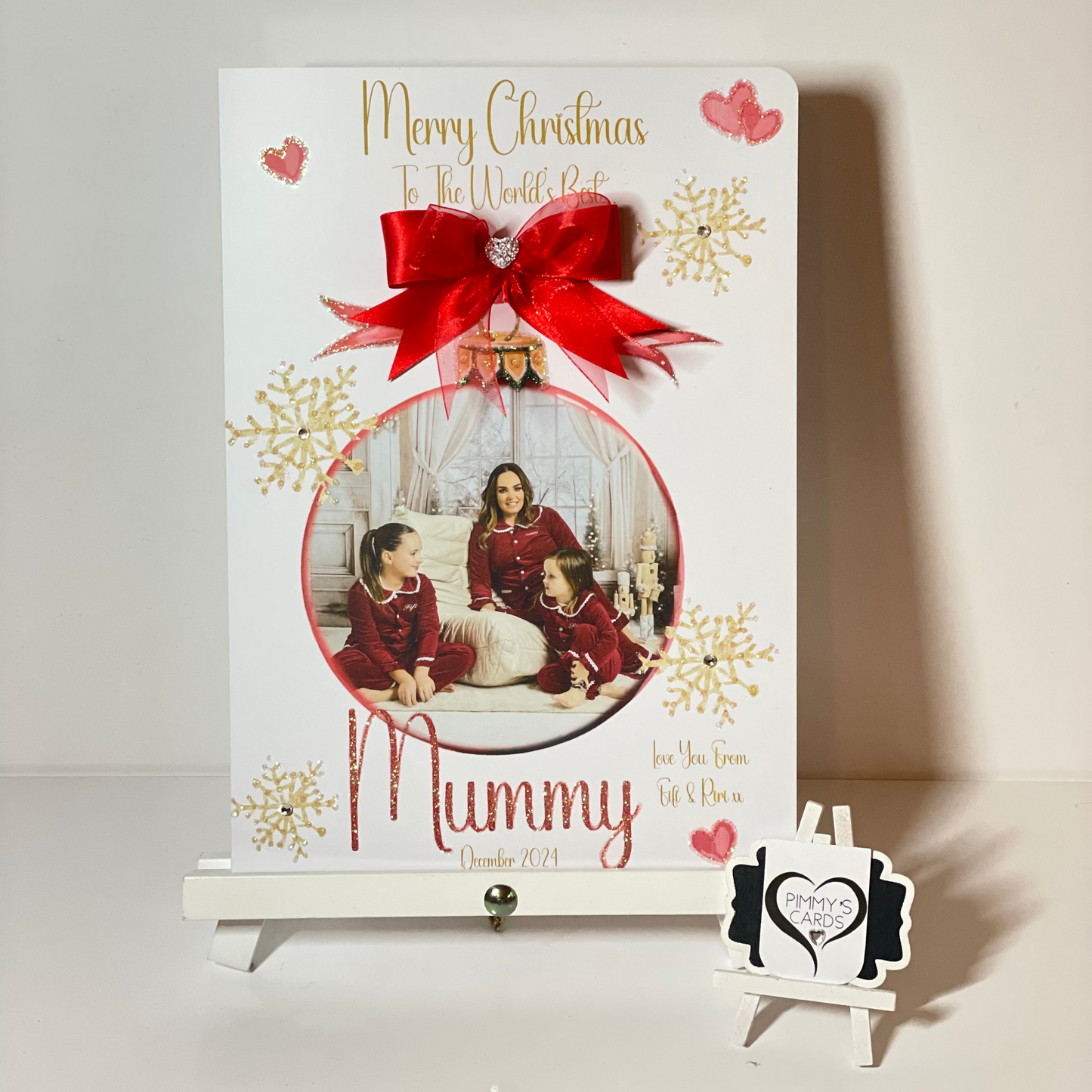 Christmas Photo Bauble Red Bow