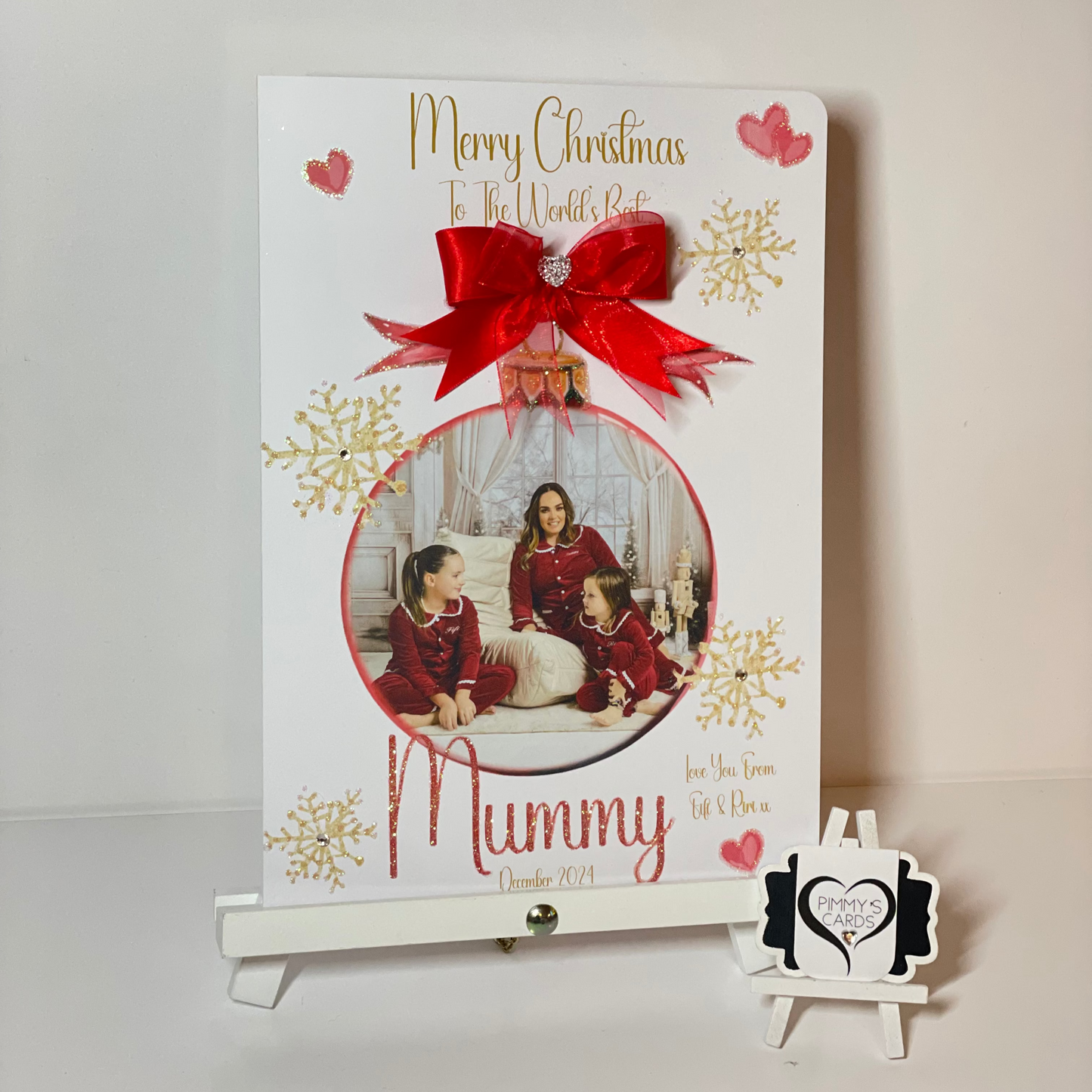 Christmas Photo Bauble Red Bow