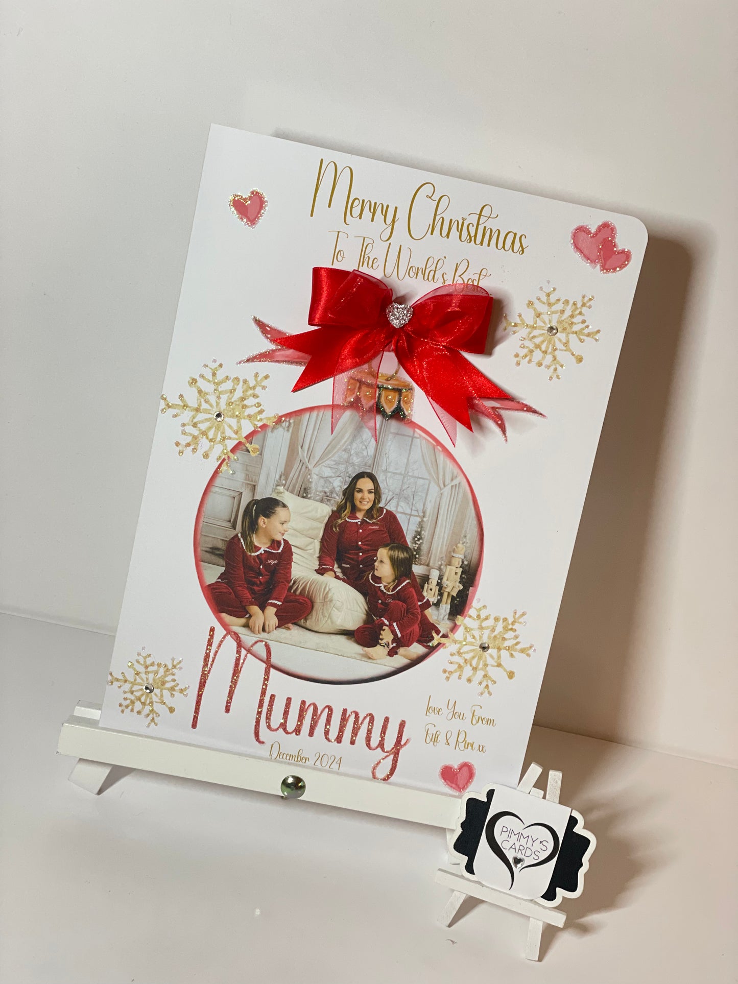 Christmas Photo Bauble Red Bow