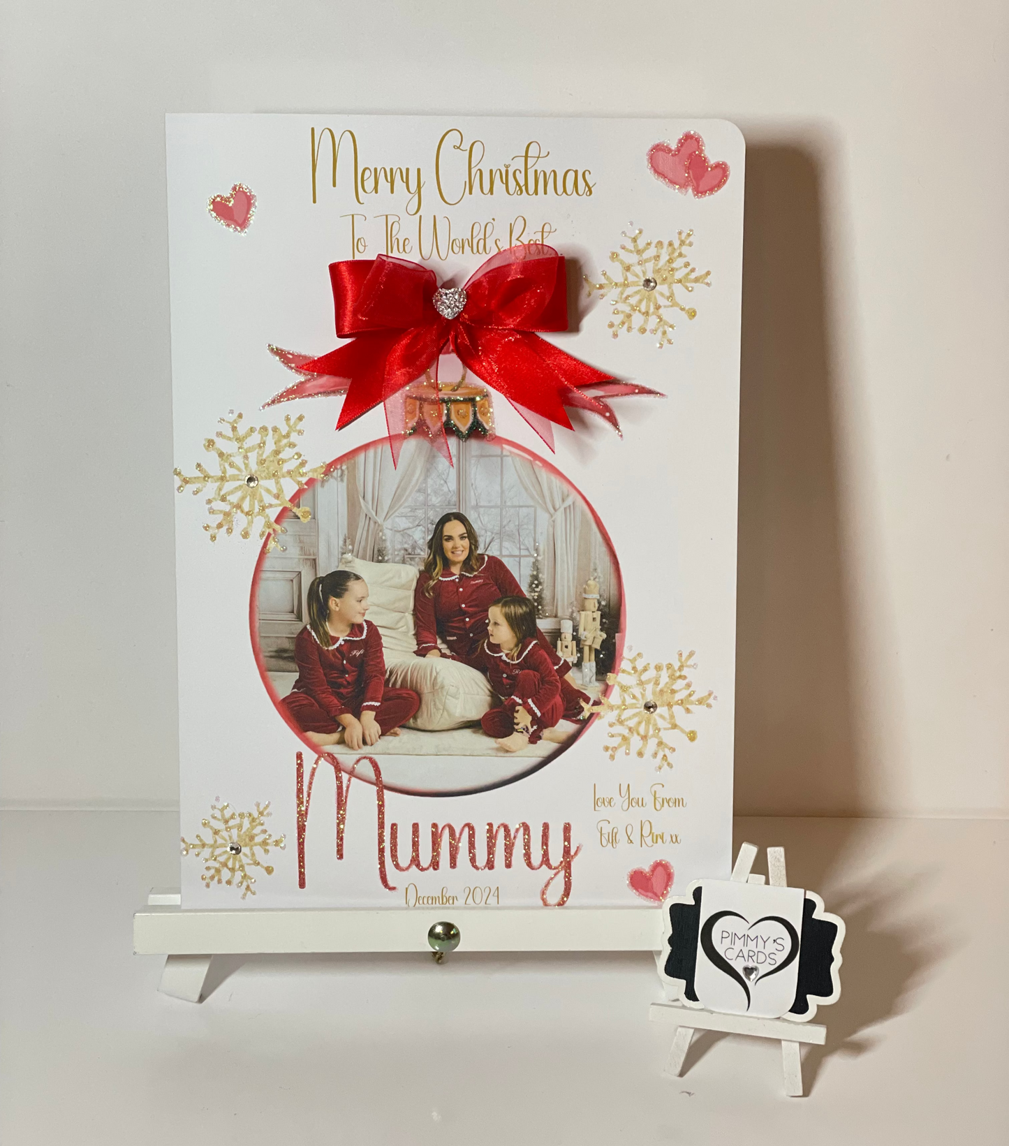 Christmas Photo Bauble Red Bow
