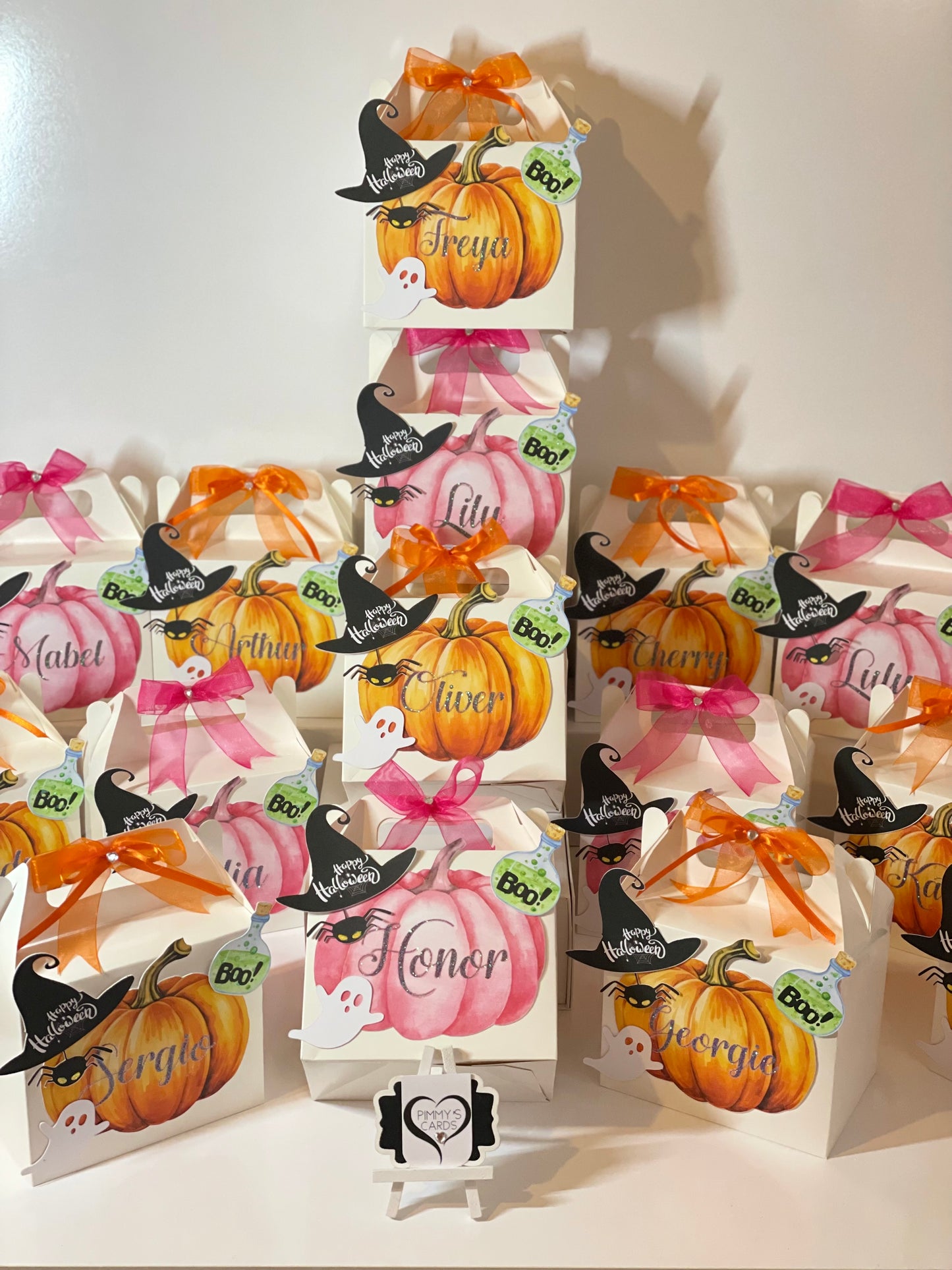 Halloween personalised treat boxes. Halloween gifts. Pumpkins