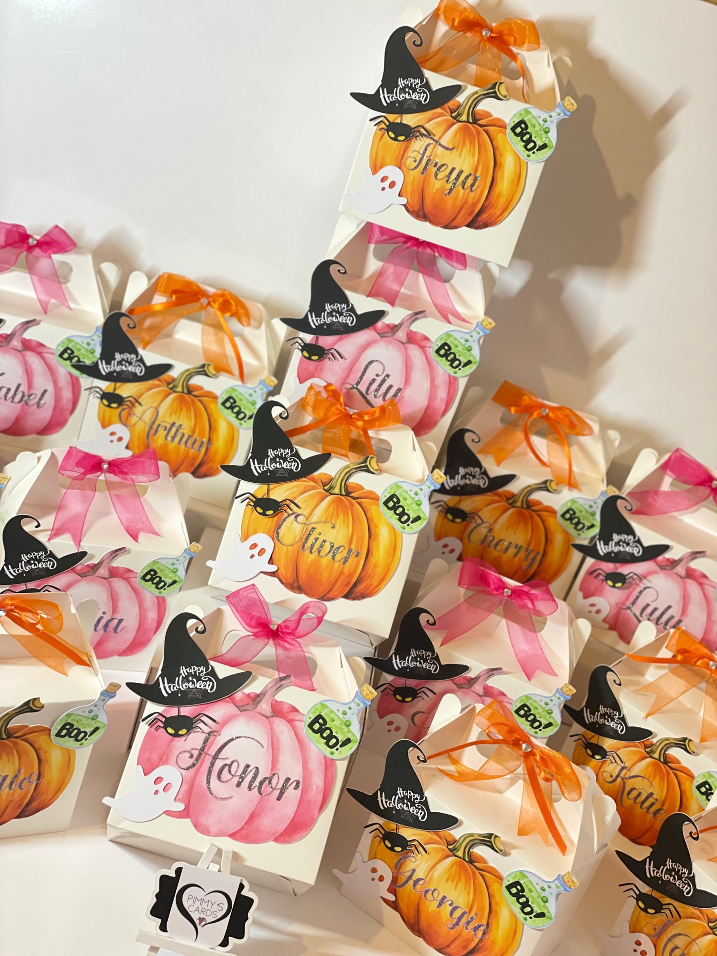 Halloween personalised treat boxes. Halloween gifts. Pumpkins