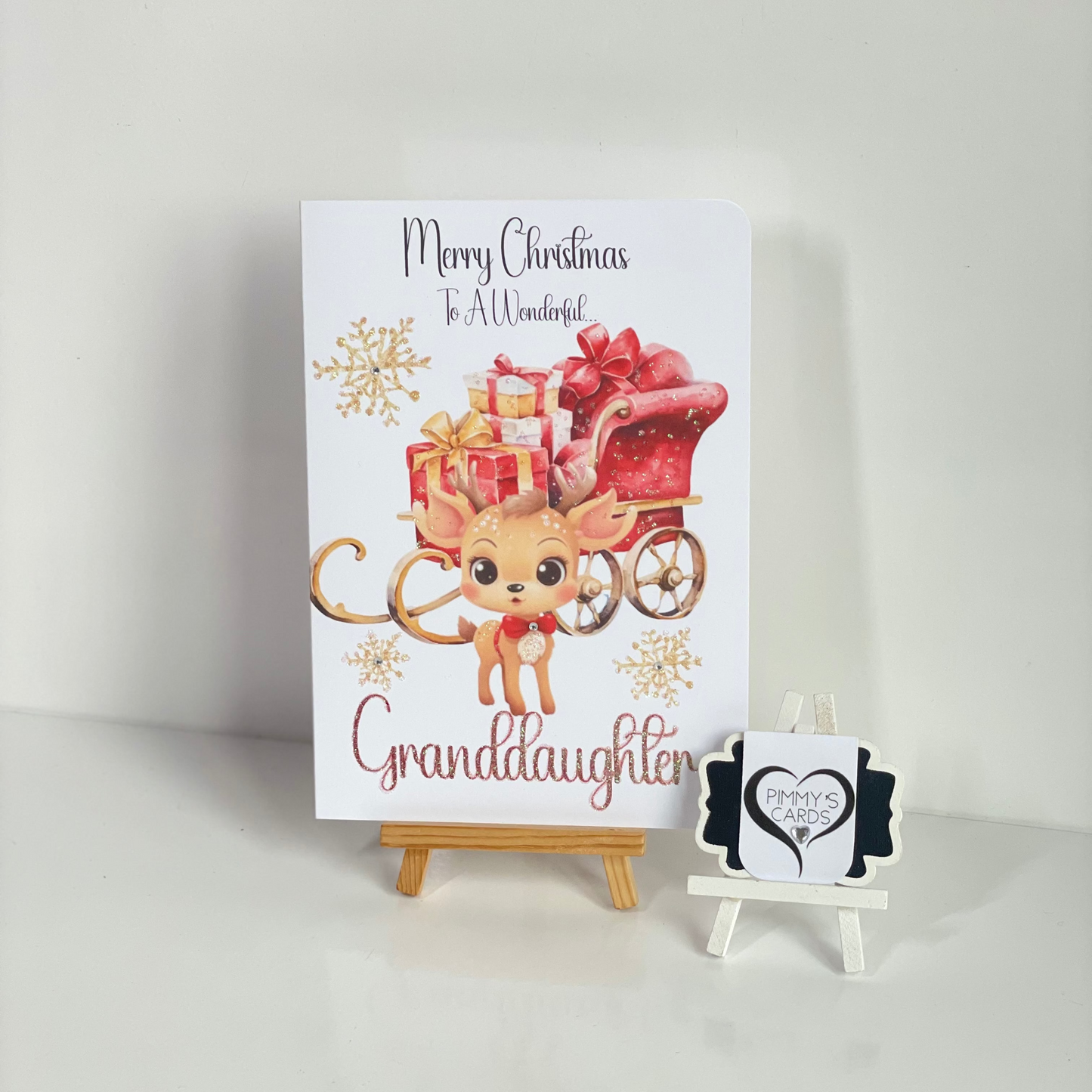 Girl Reindeer Santa Sleigh-Generic Christmas Cards