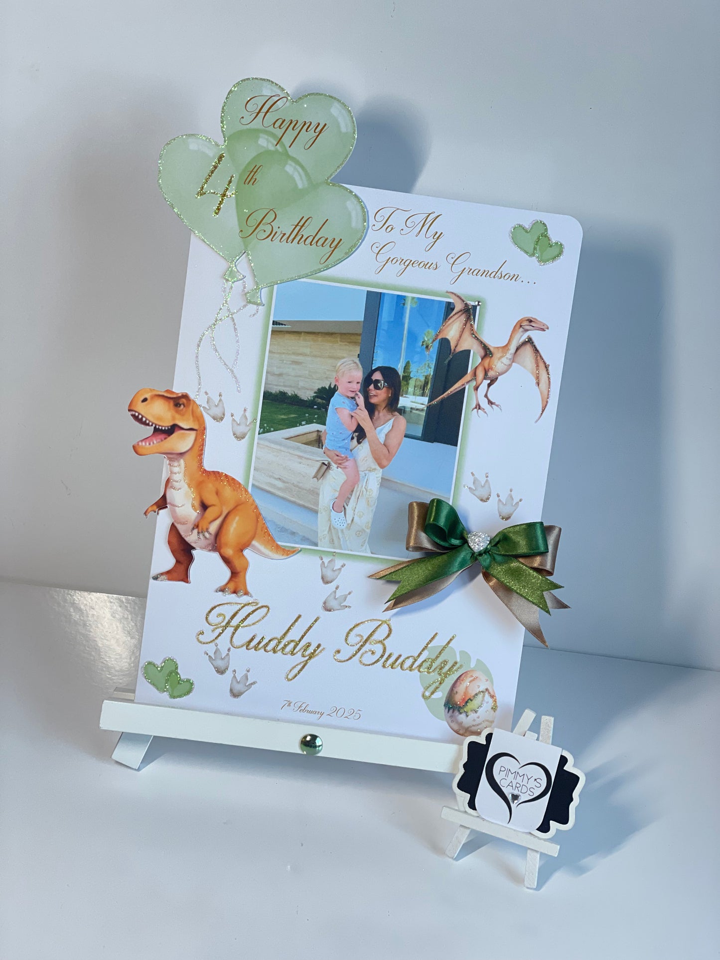 Dinosaur Orange T-Rex Theme Photo 3D Pop Out Card