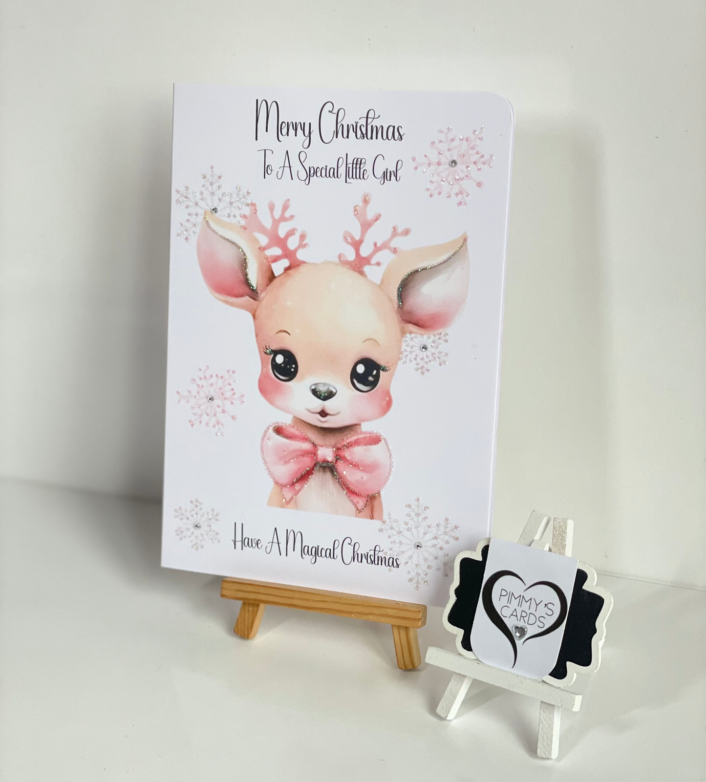Pink Reindeer Bow-Generic Christmas Cards
