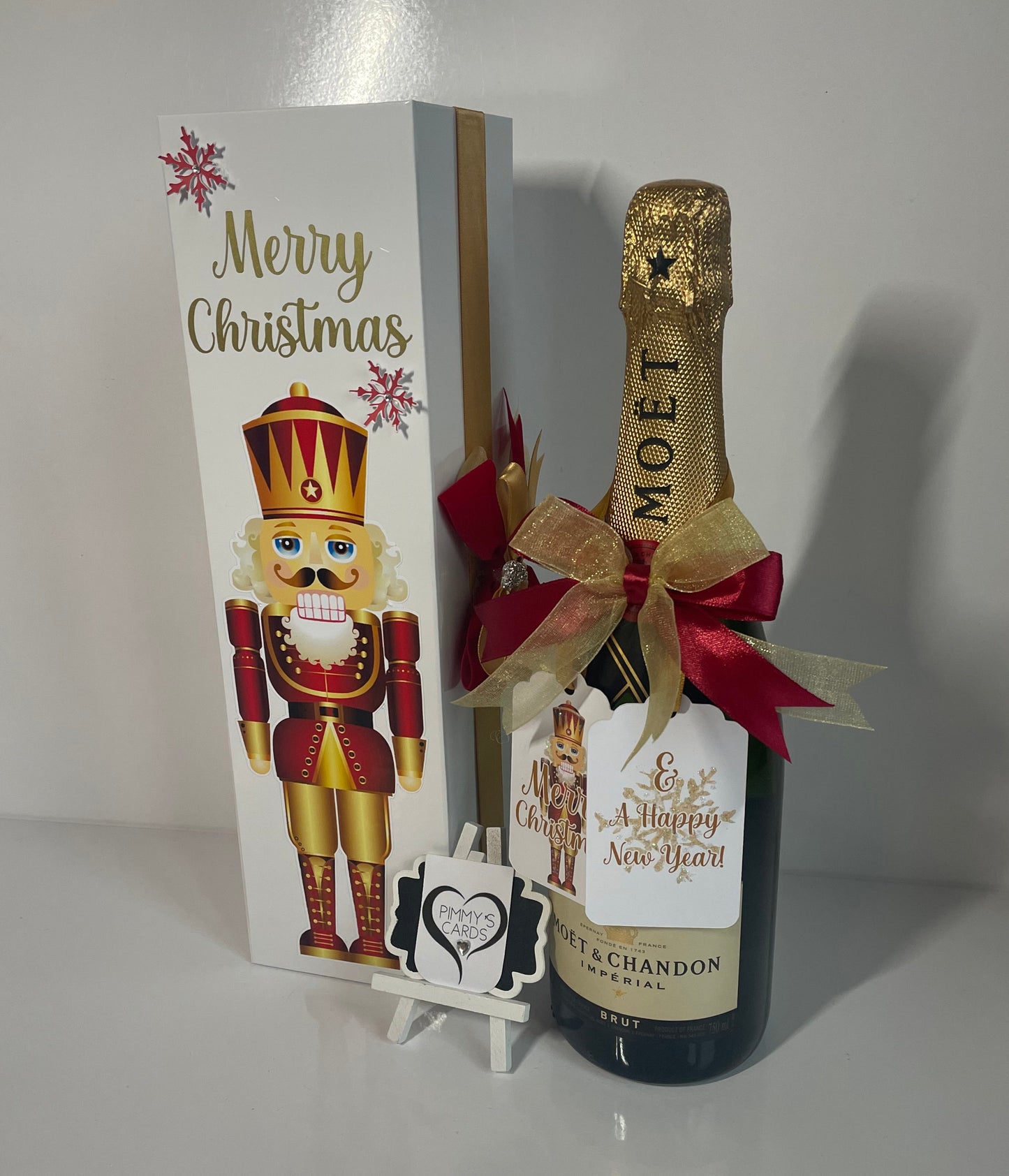 Red & Gold Christmas Nutcracker Bottle Box (Vinyl)