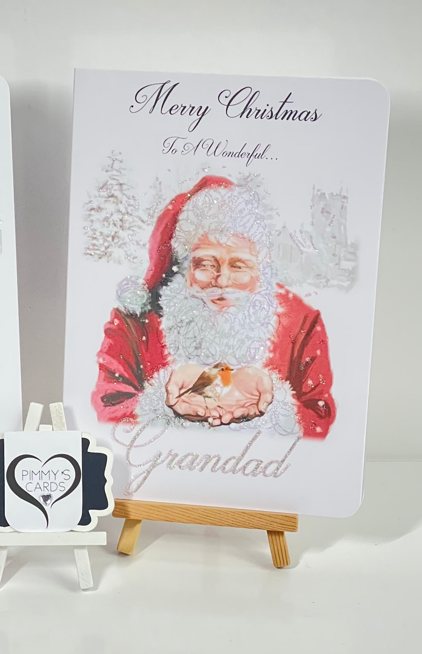 Father Christmas Holding A Robin-Generic Christmas Cards-Nan & Grandad