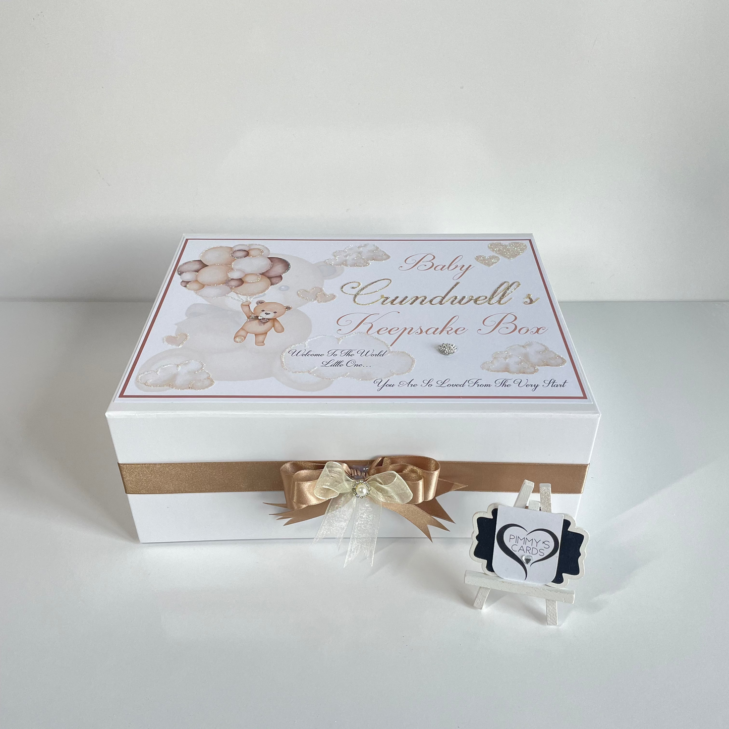 Neutral Balloon Teddy - Baby Keepsake Box