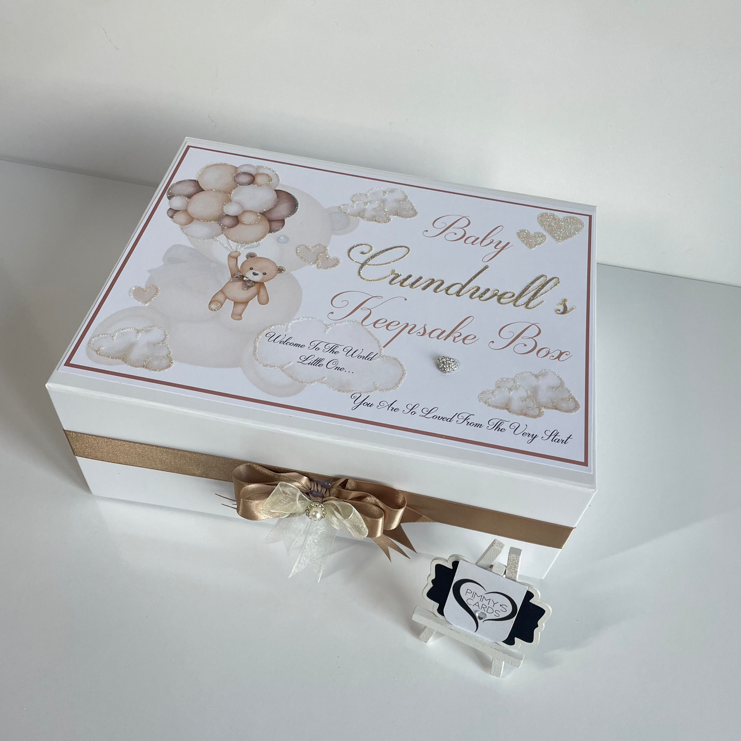 Neutral Balloon Teddy - Baby Keepsake Box
