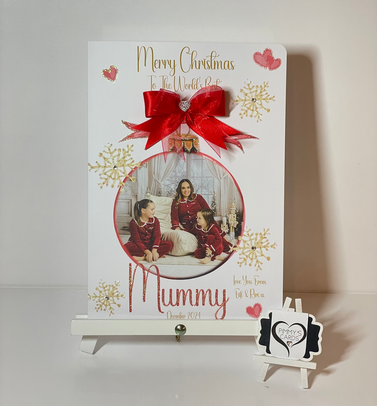 Christmas Photo Bauble Red Bow