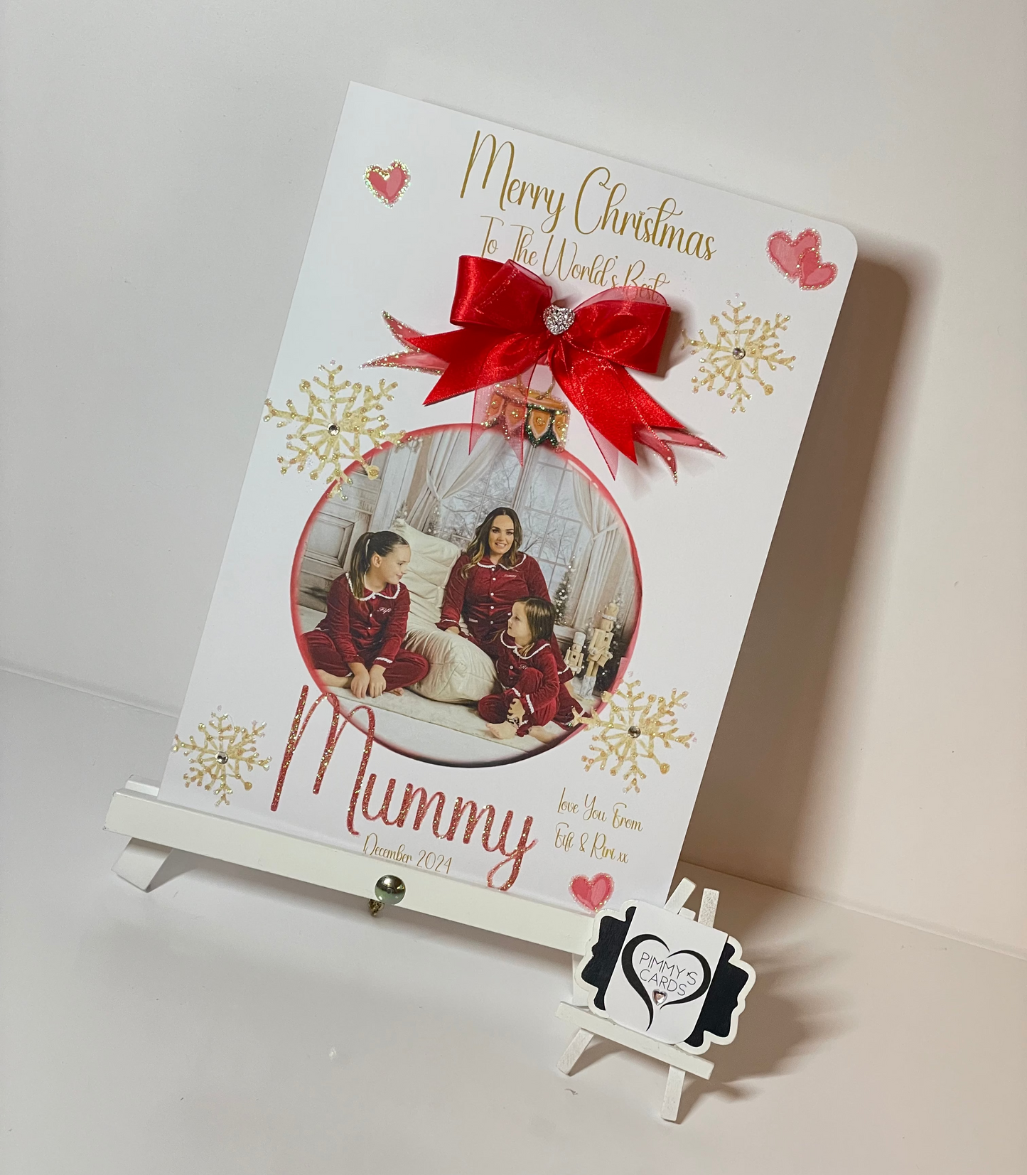 Christmas Photo Bauble Red Bow