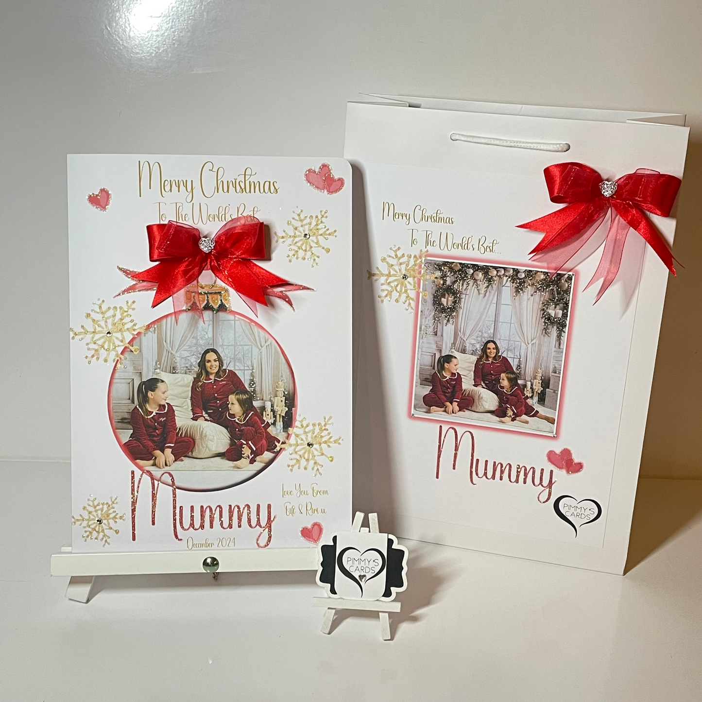 Christmas Photo Bauble Red Bow