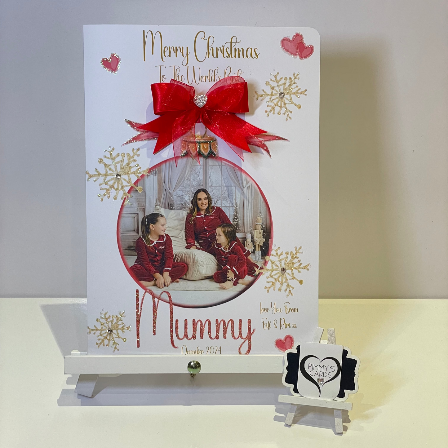Christmas Photo Bauble Red Bow