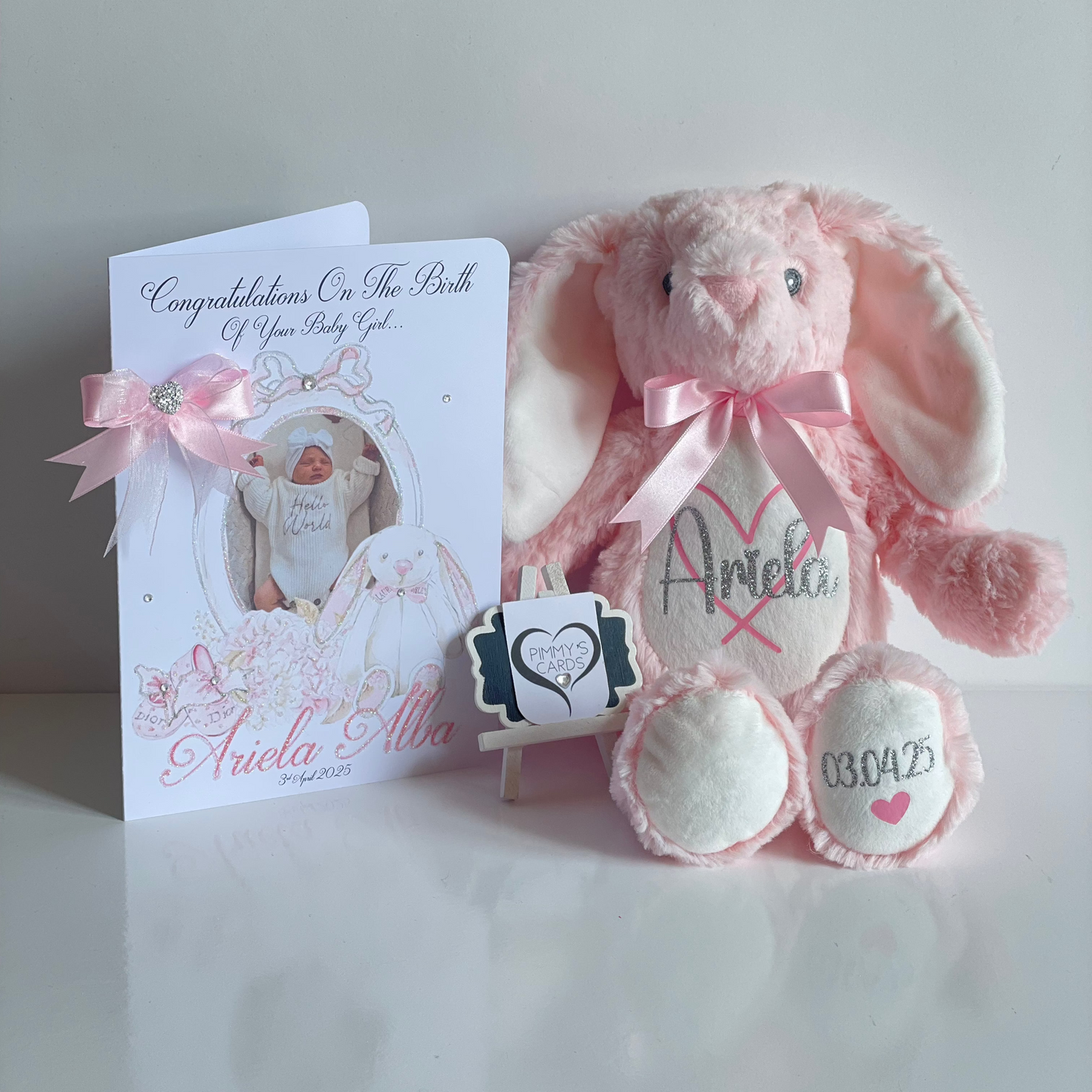 Pink Bundle Of Joy Frame With Shoes Photo Card