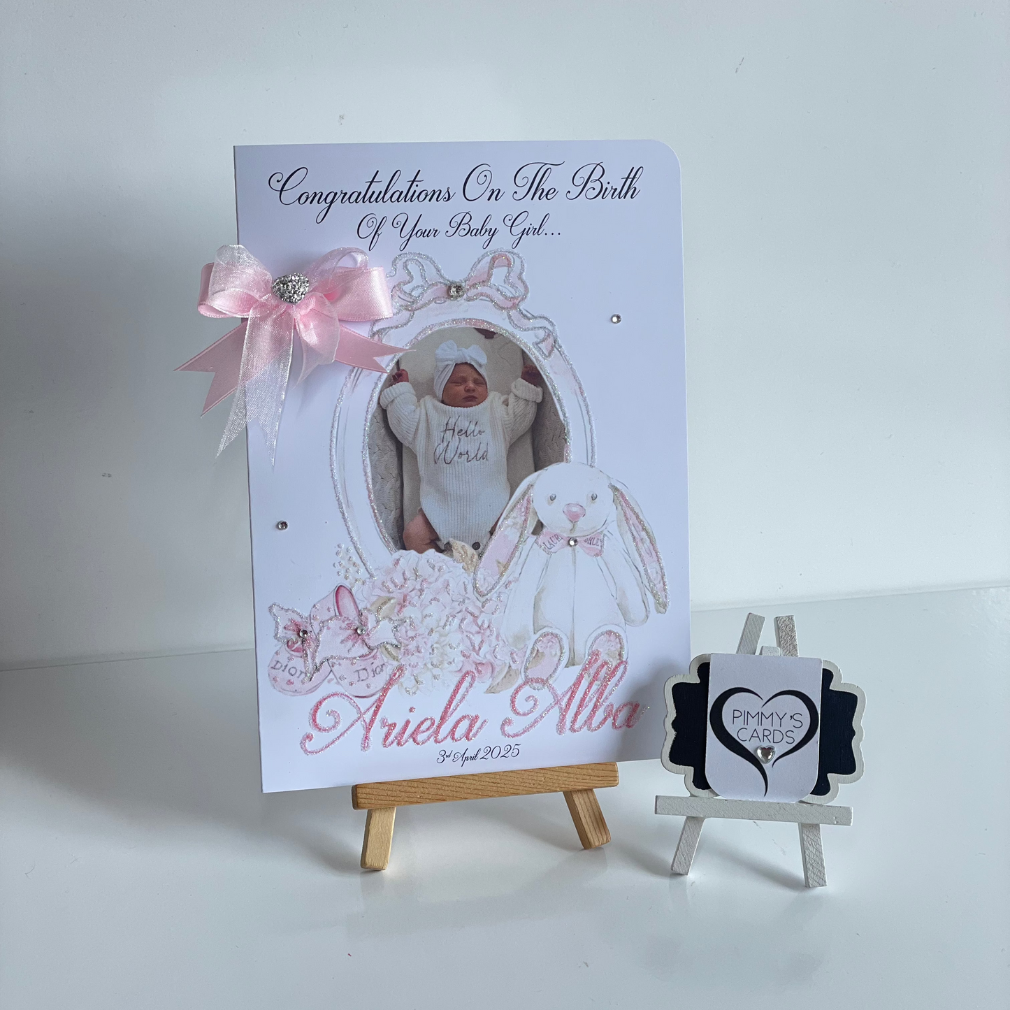 Pink Bundle Of Joy Frame With Shoes Photo Card