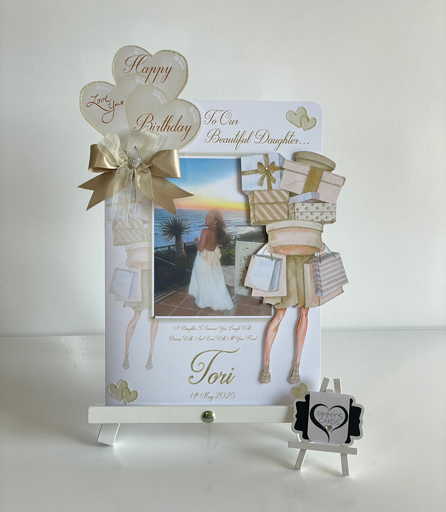 Gold Shopping Lady 3D Pop Out Card