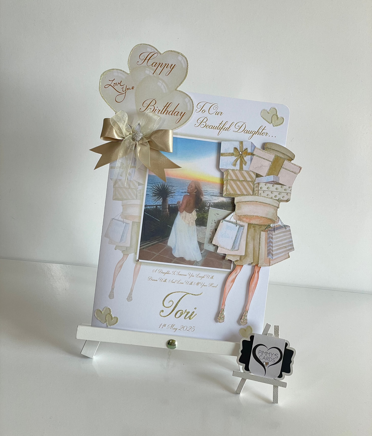 Gold Shopping Lady 3D Pop Out Card