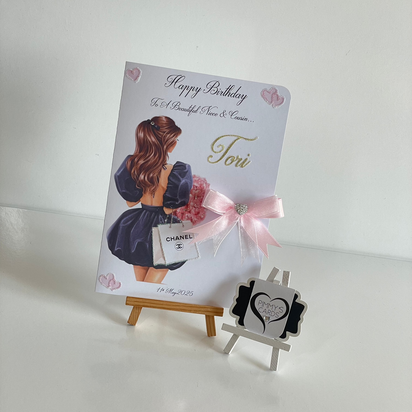 Buff Ball Dress Lady Holding Flowers