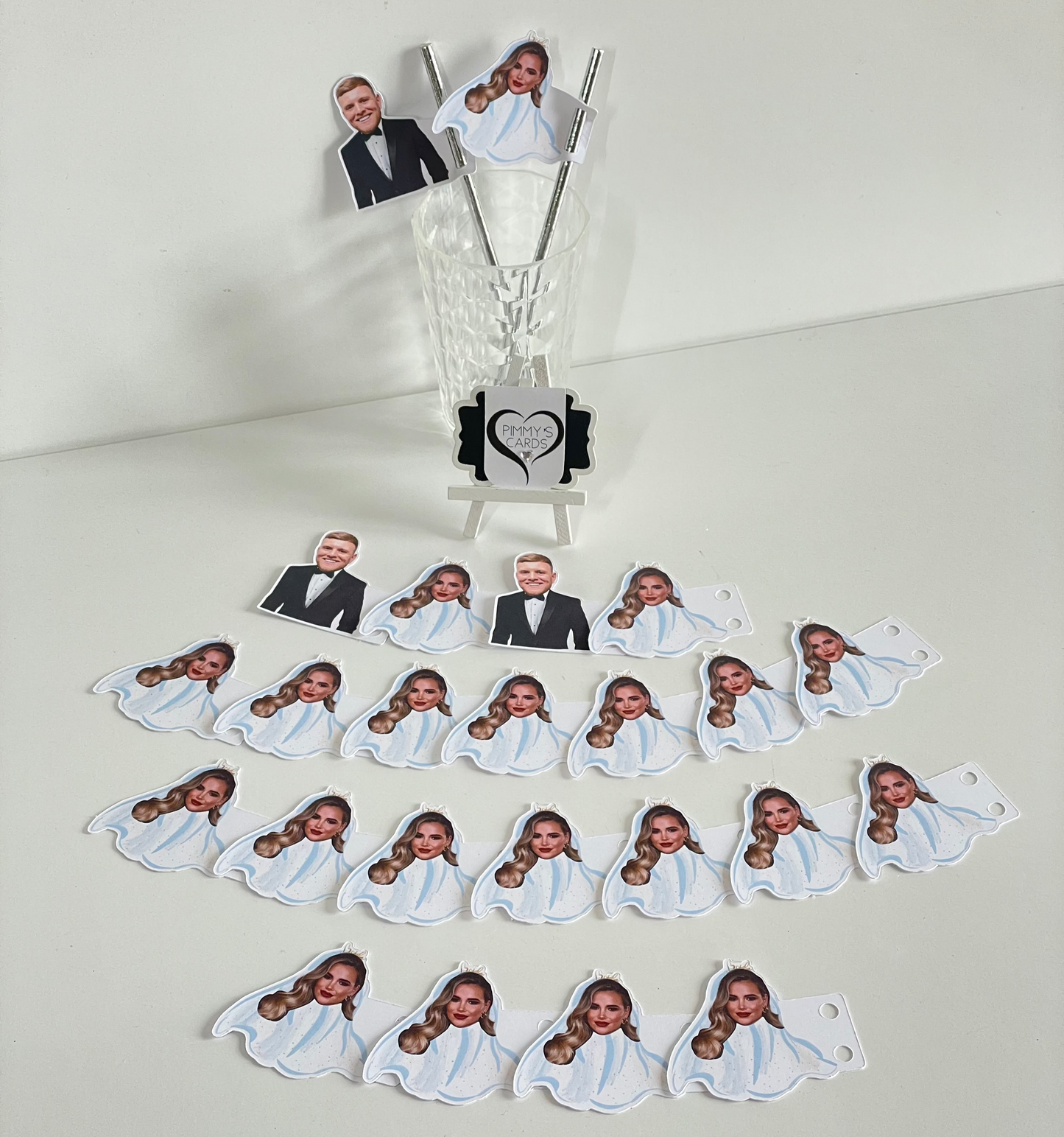 Personalised Face Bridal Straw Toppers - Pack Of 16 Faces