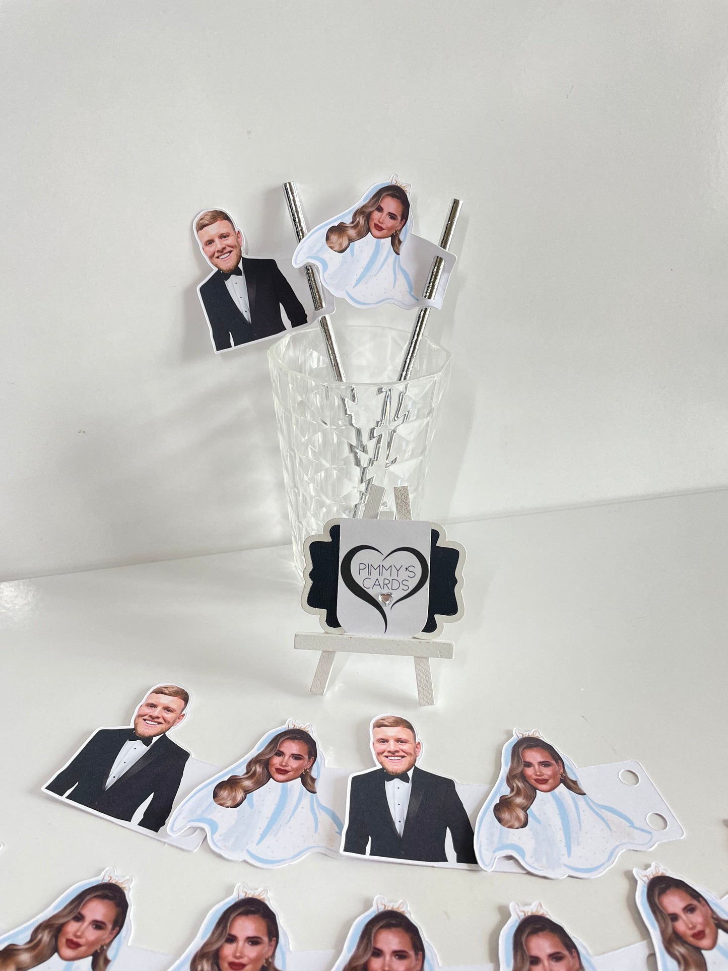 Personalised Face Bridal Straw Toppers - Pack Of 16 Faces