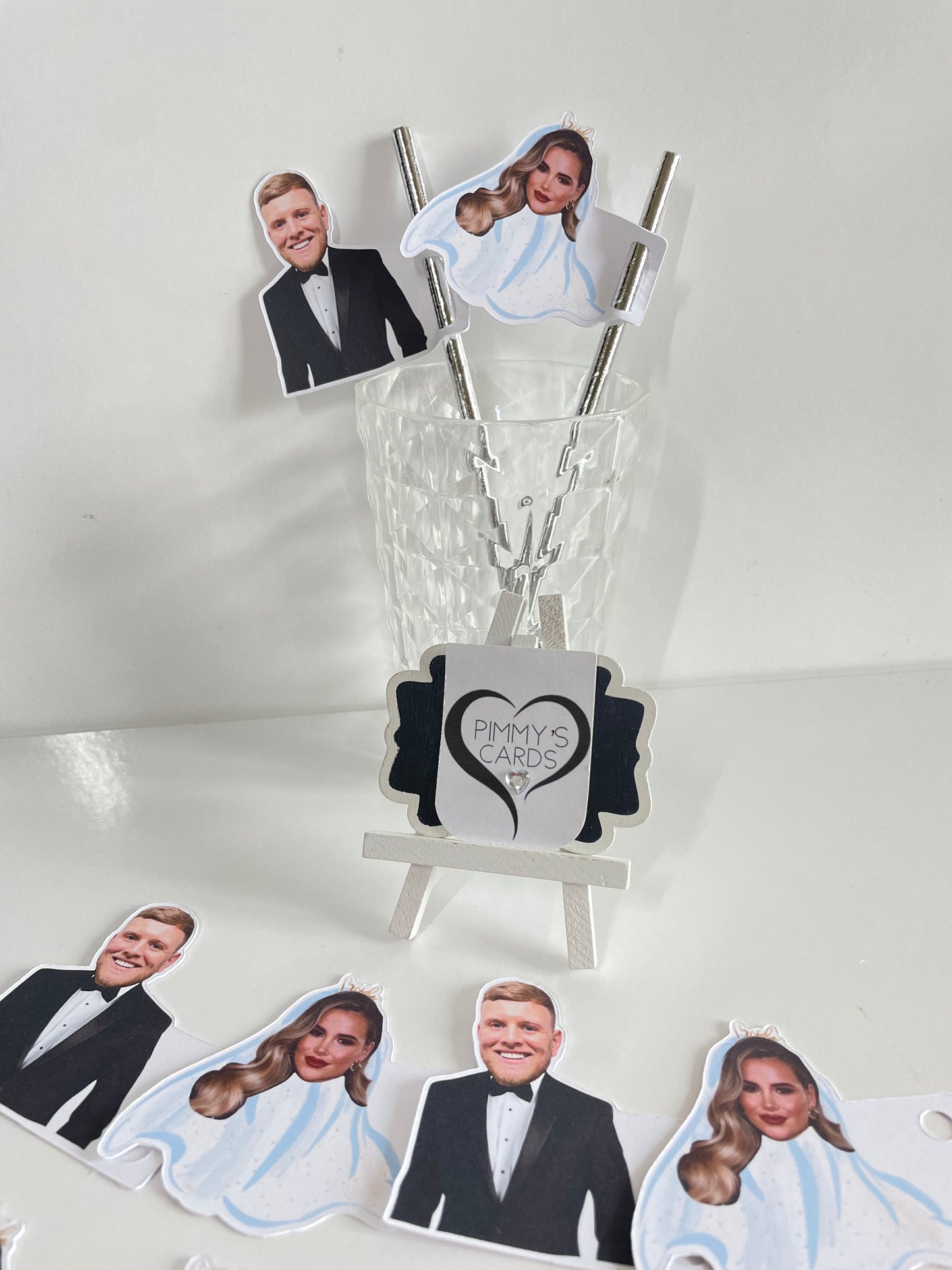 Personalised Face Bridal Straw Toppers - Pack Of 16 Faces