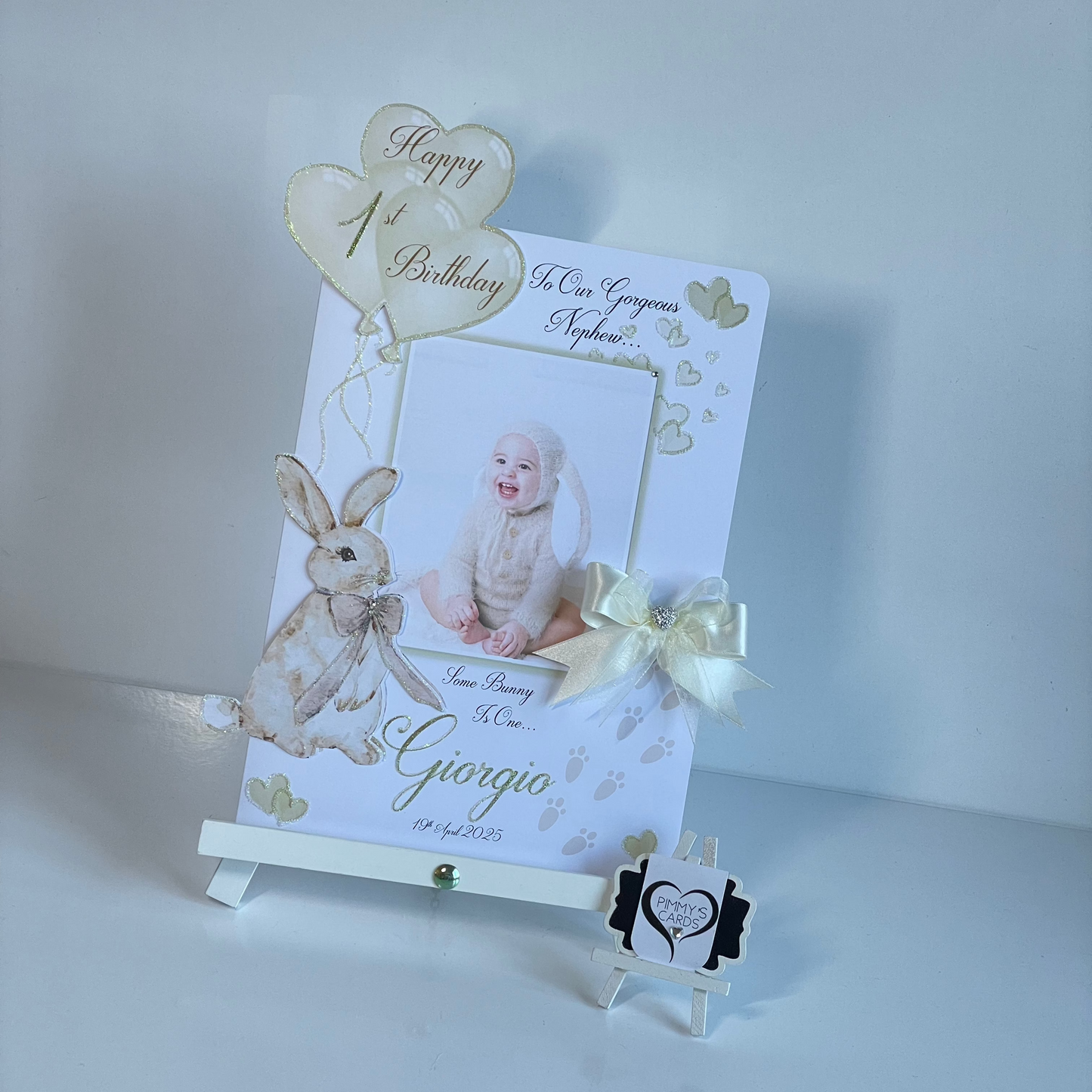 Some Bunny Is One Photo 3D Pop Out Card