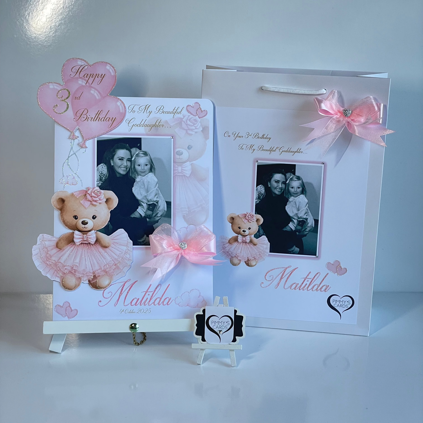 Pink Tutu Teddy Theme 3D Pop Out Card