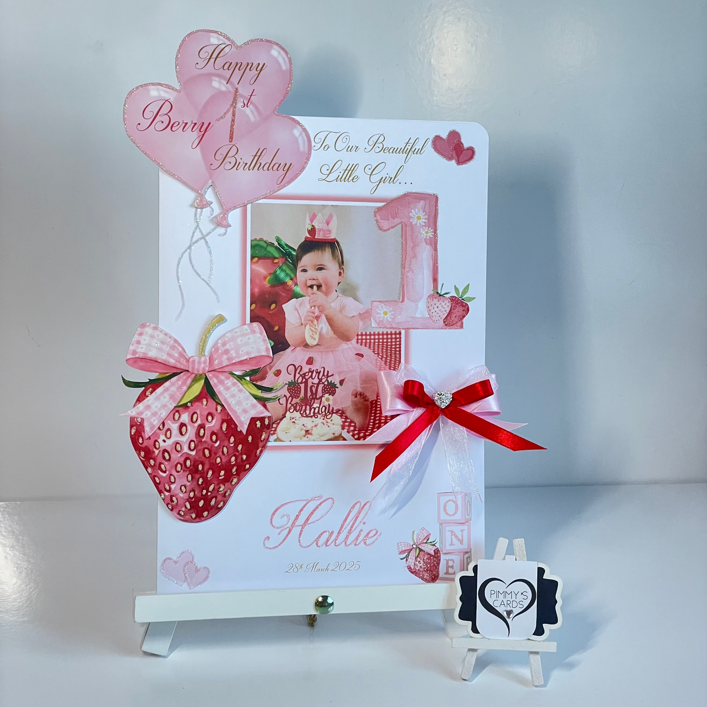 Berry First Birthday Strawberry Theme 3D Pop Out Card