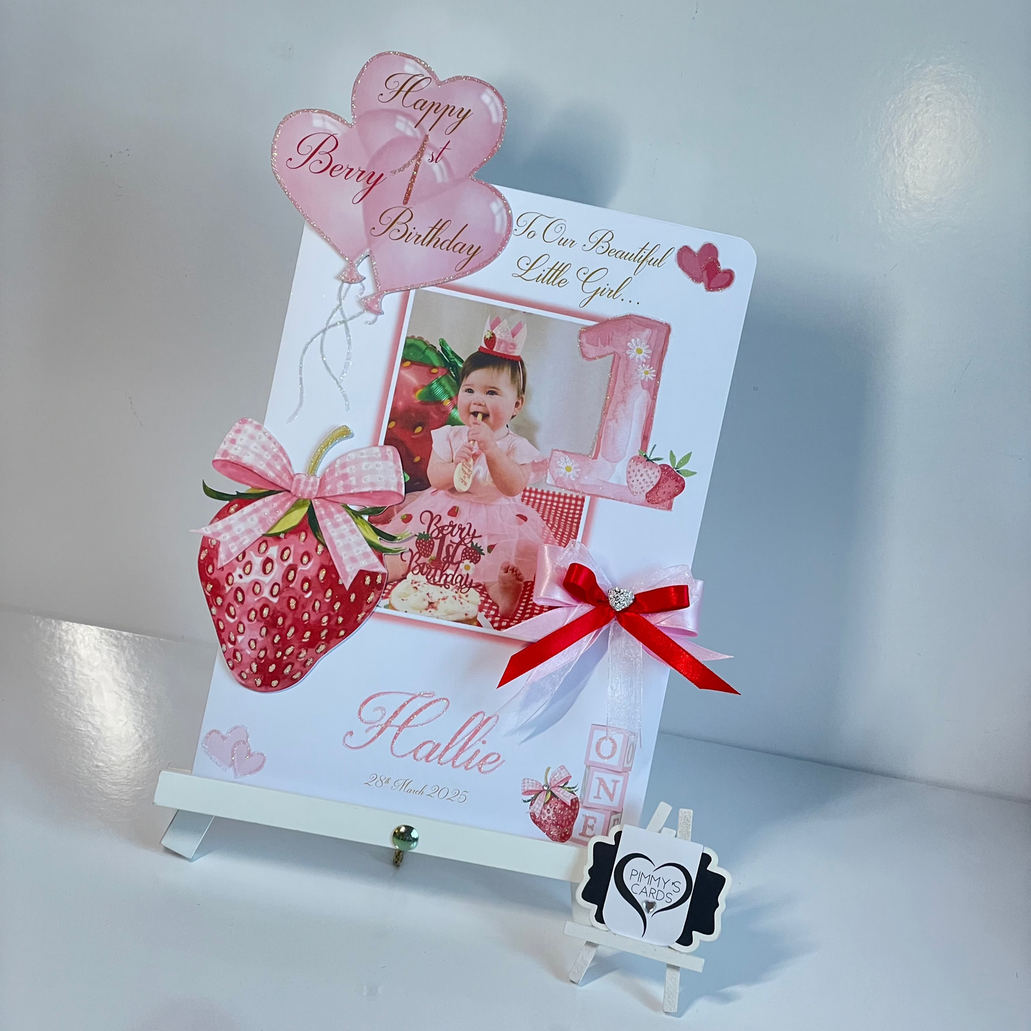 Berry First Birthday Strawberry Theme 3D Pop Out Card