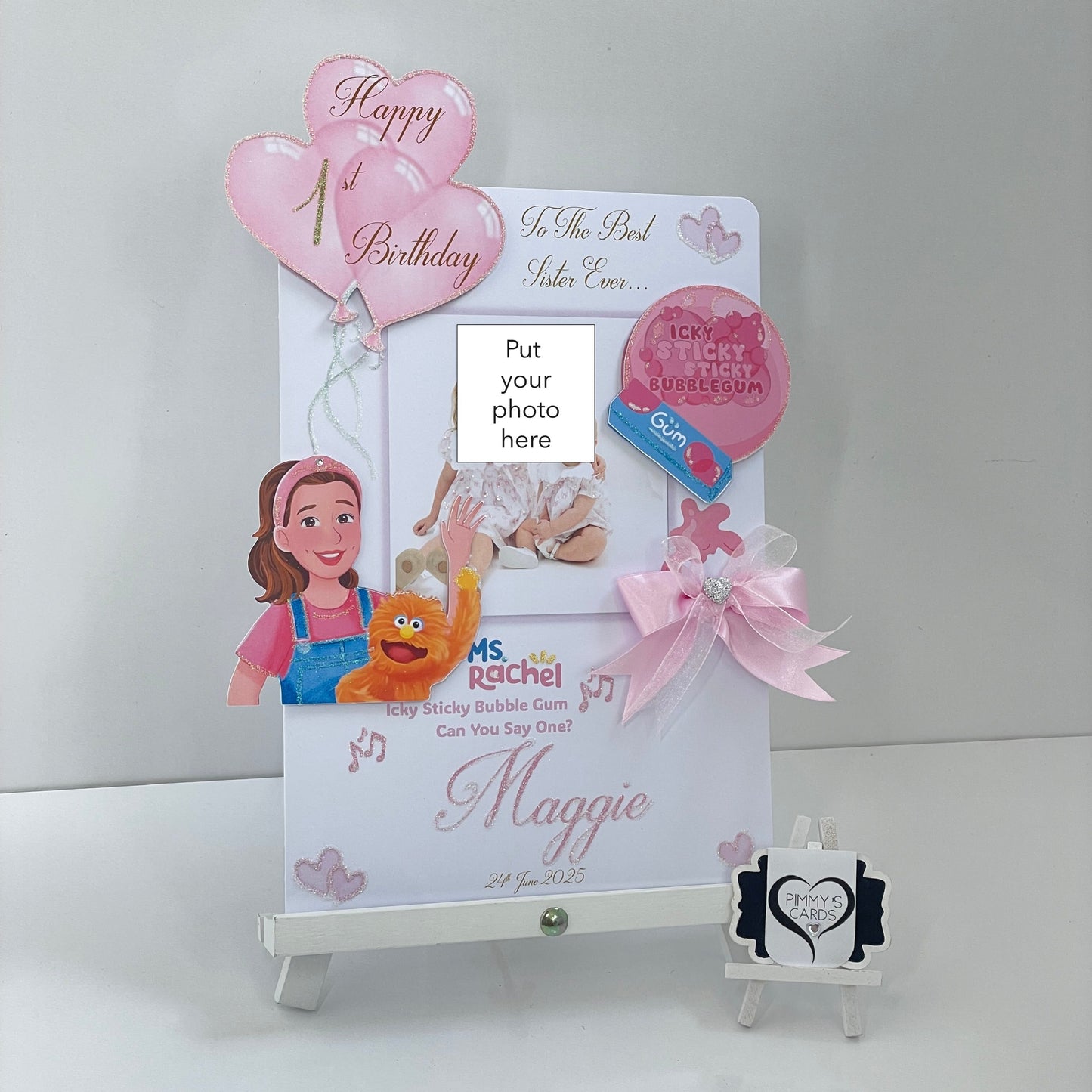 Miss Rachel Icky Sticky Bubble-gum Theme Photo 3D Pop Out Card