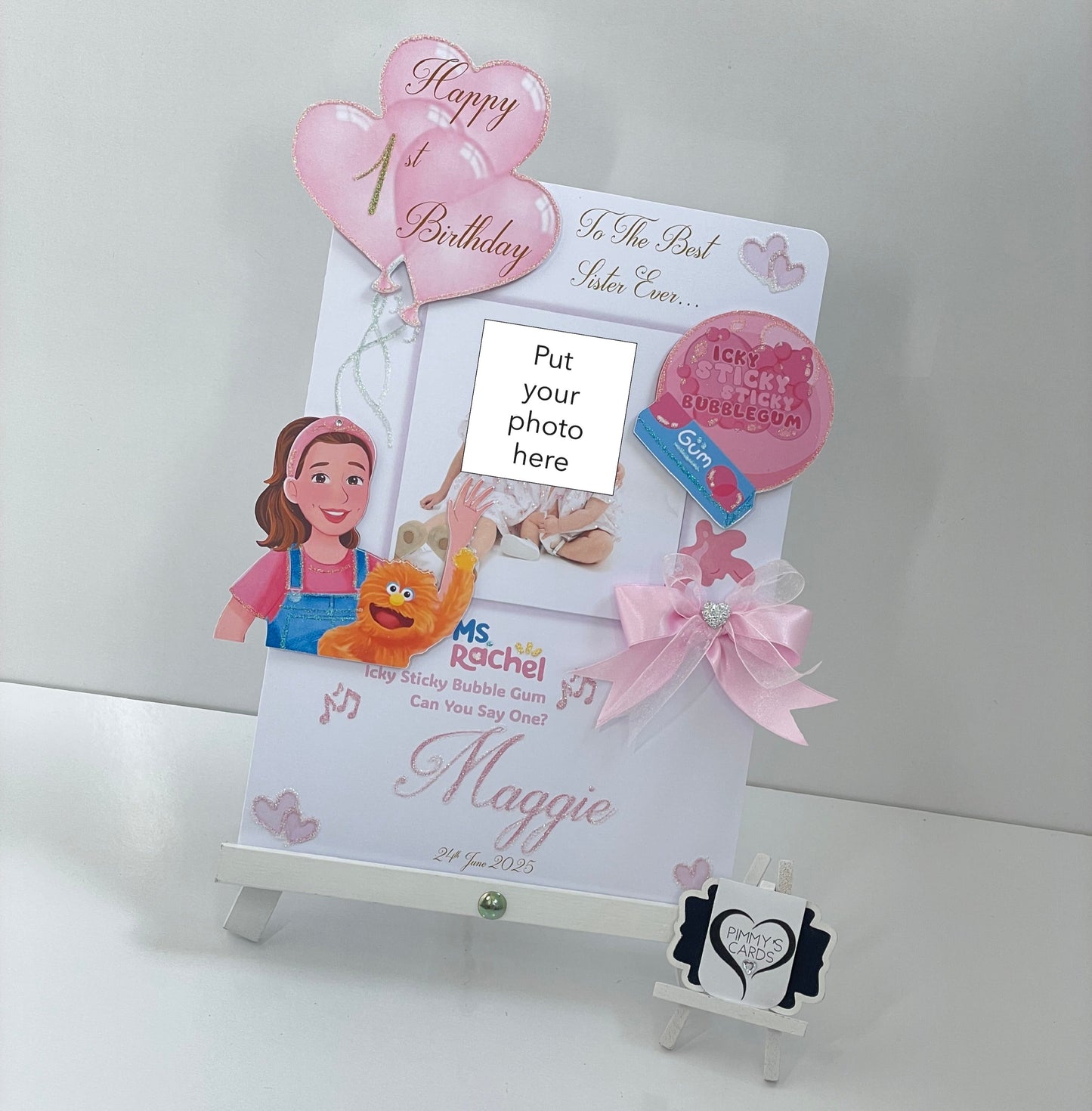 Miss Rachel Icky Sticky Bubble-gum Theme Photo 3D Pop Out Card