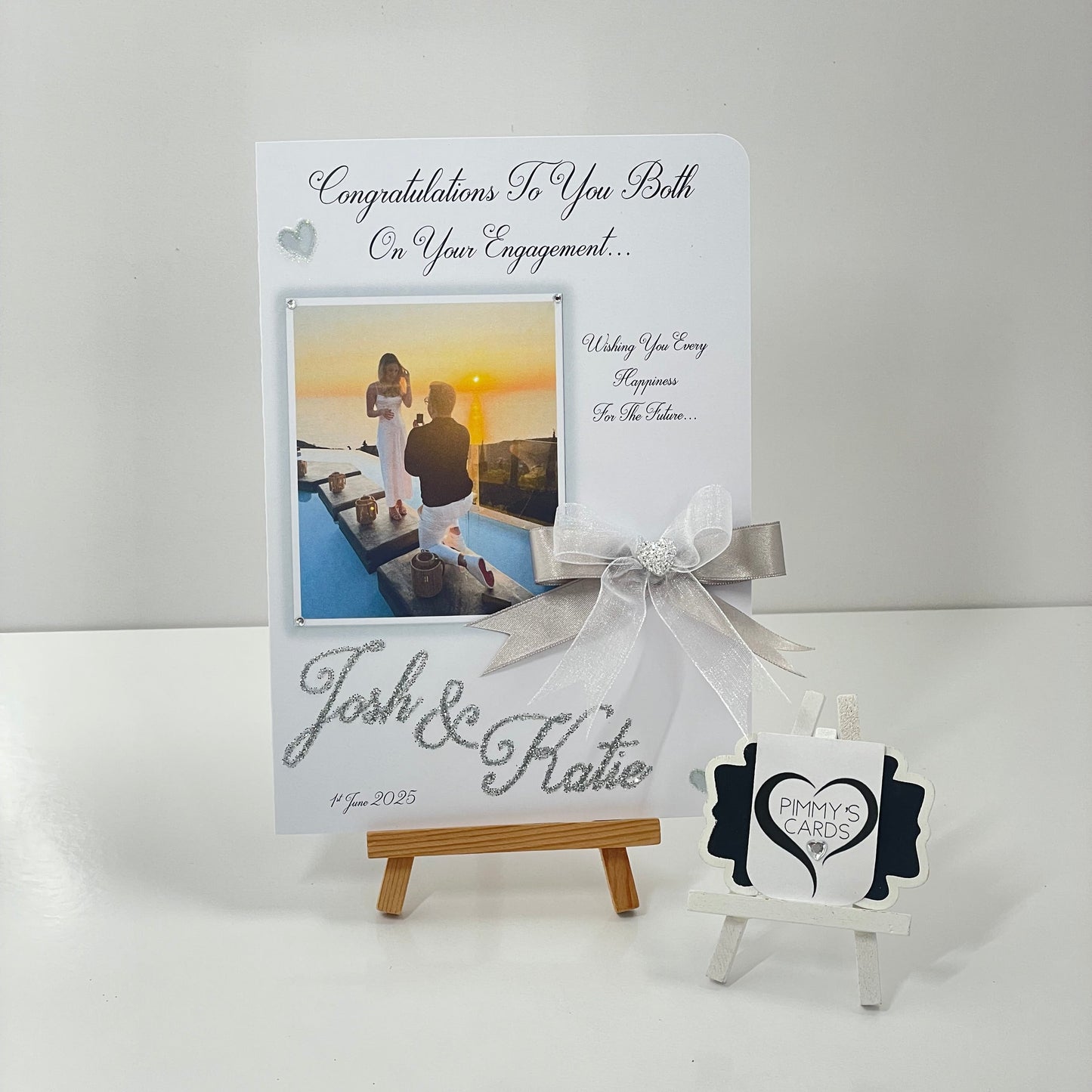Silver Square Photo Engagement Card